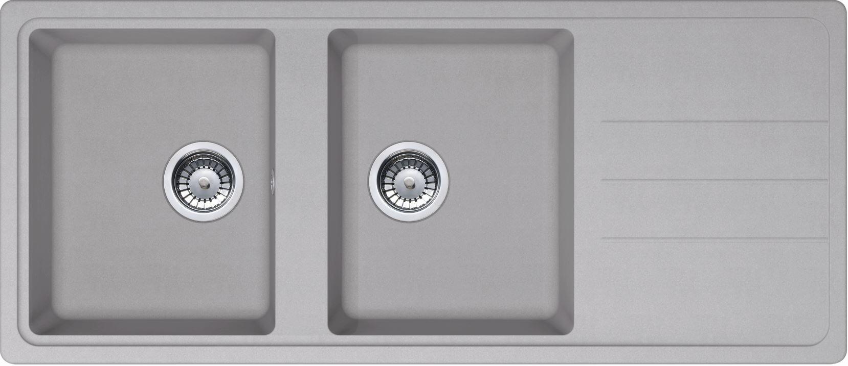Evier à encastrer Platinium 2 cuves en Minéralite - 