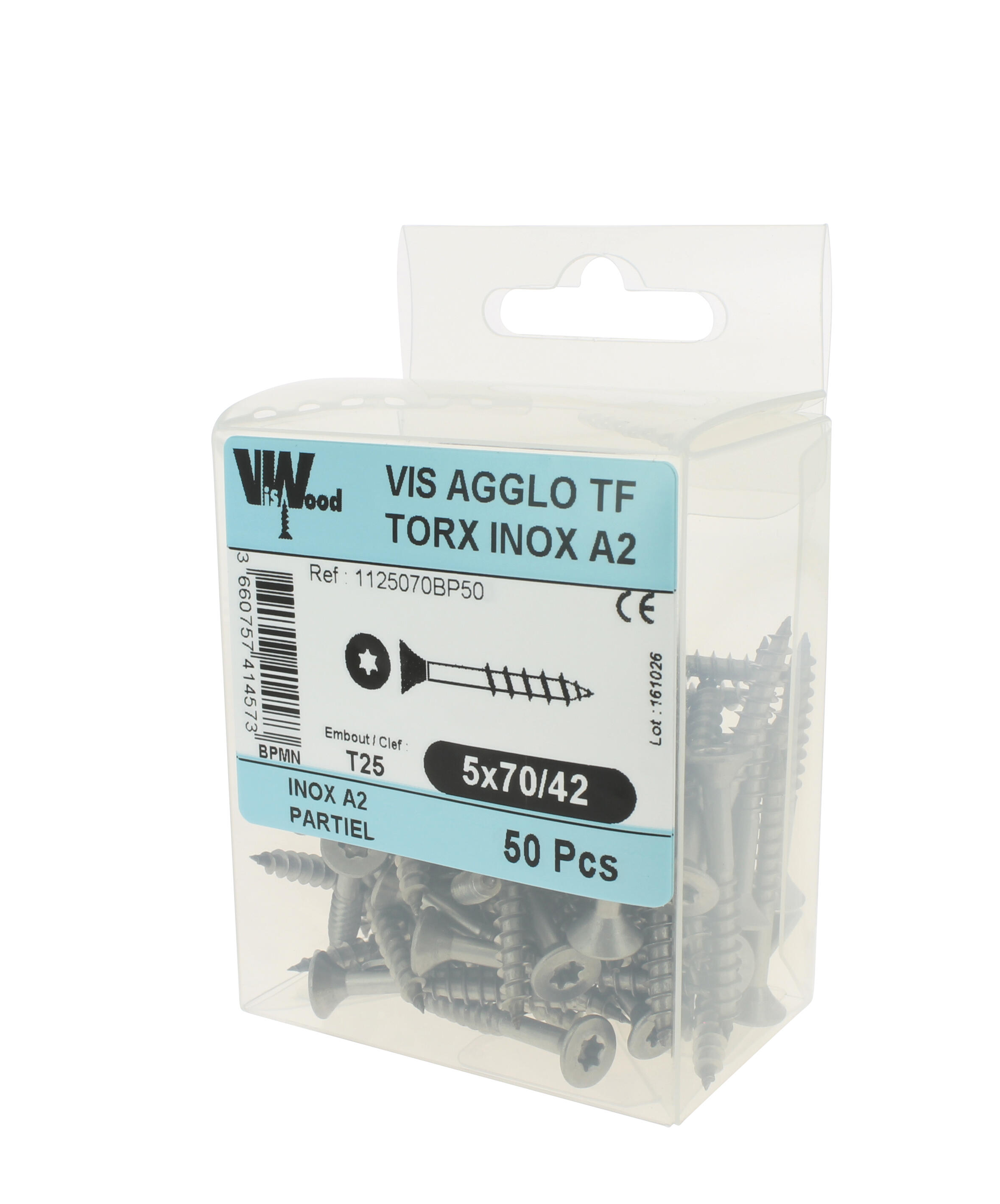 Vis bois inox A2 Diam. 5 x 70 mm Boîte de 50 - VISWOOD - 2