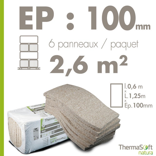 6 PANNEAUX THERMASOFT NATURA EP 100 125X60cm - KNAUF