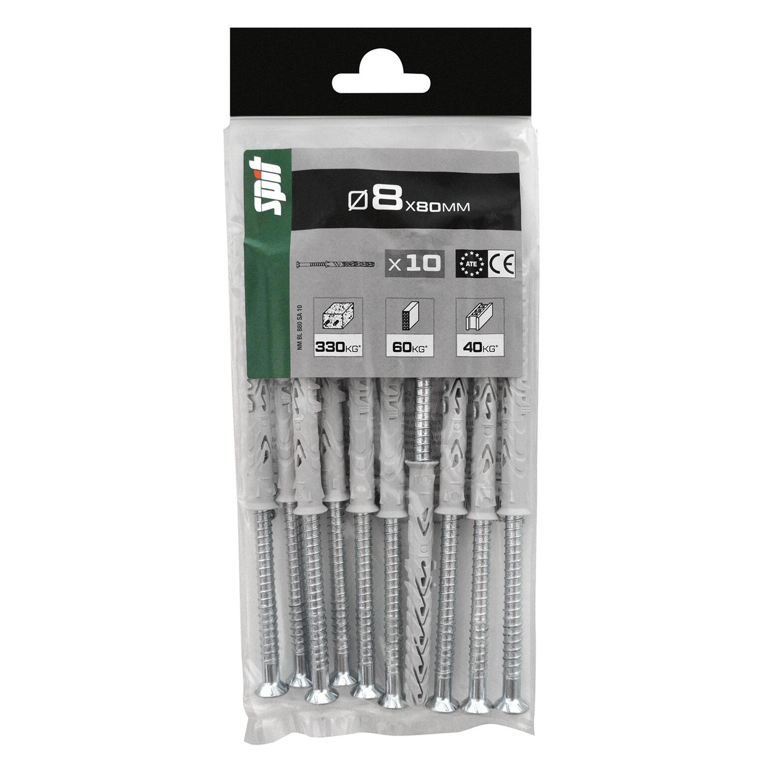 Cheville traversante multi-matériaux Diam.8 mm x 80 mm - SPIT Blong (lot de 10) - 2