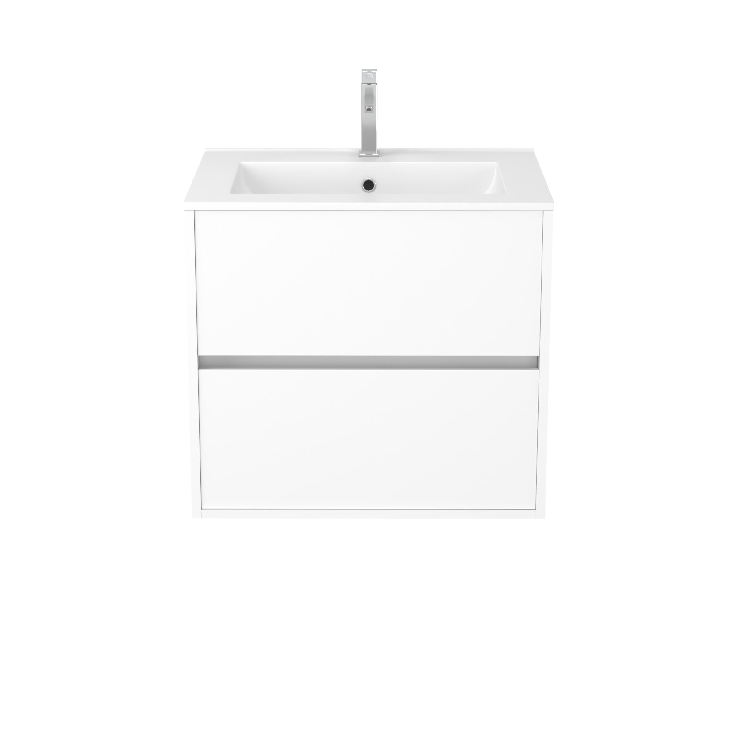 Meuble sous vasque suspendu 2 tiroirs blanc laqué l.60 x P.45,50 x H.54 cm - ATOS - 2