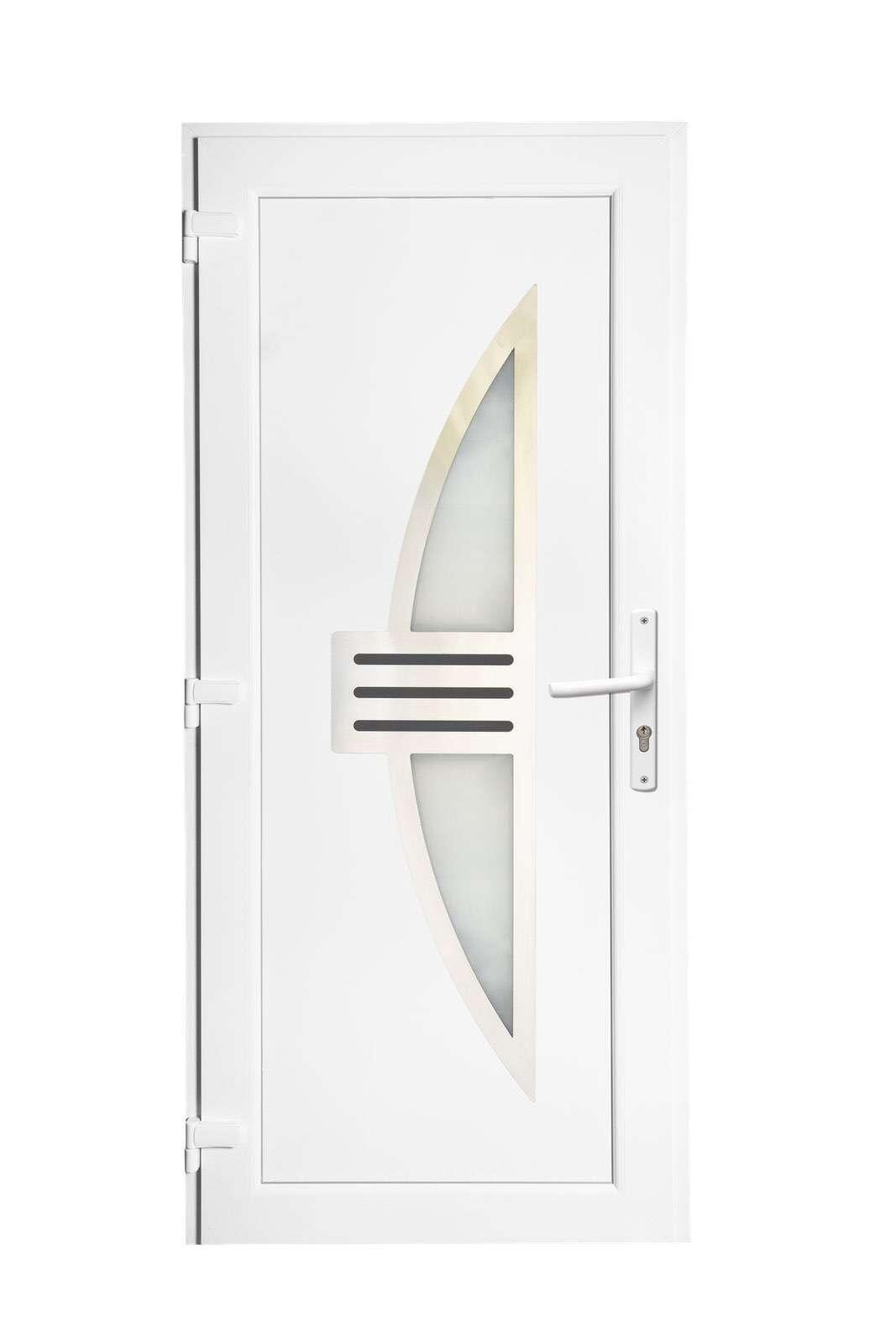 Porte d'entrée PVC blanc poussant droit H.215 x l.90 cm Neptune - 2