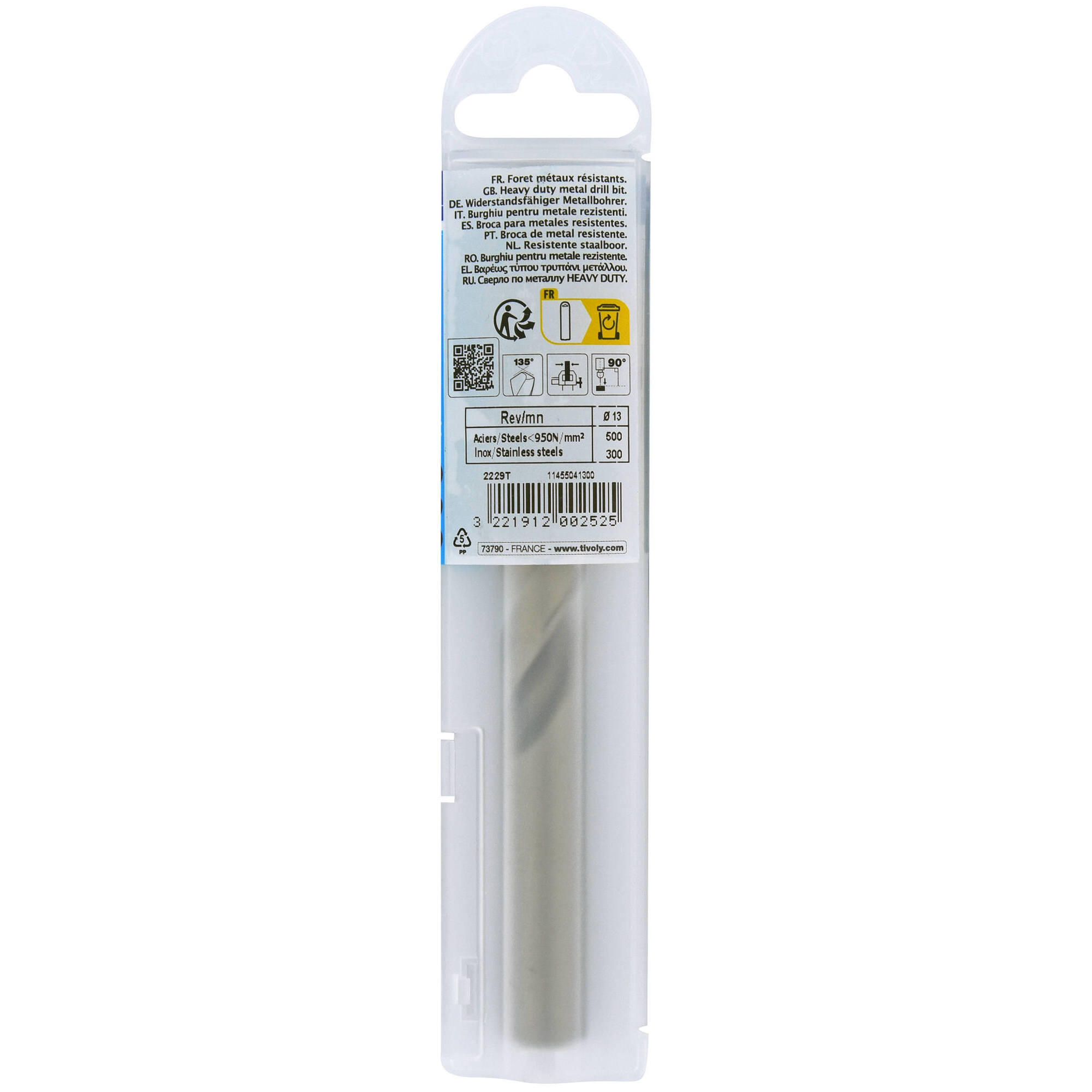 Foret métal HSS Cobalt 5% Diam.13 mm L.151 mm - TIVOLY - 5