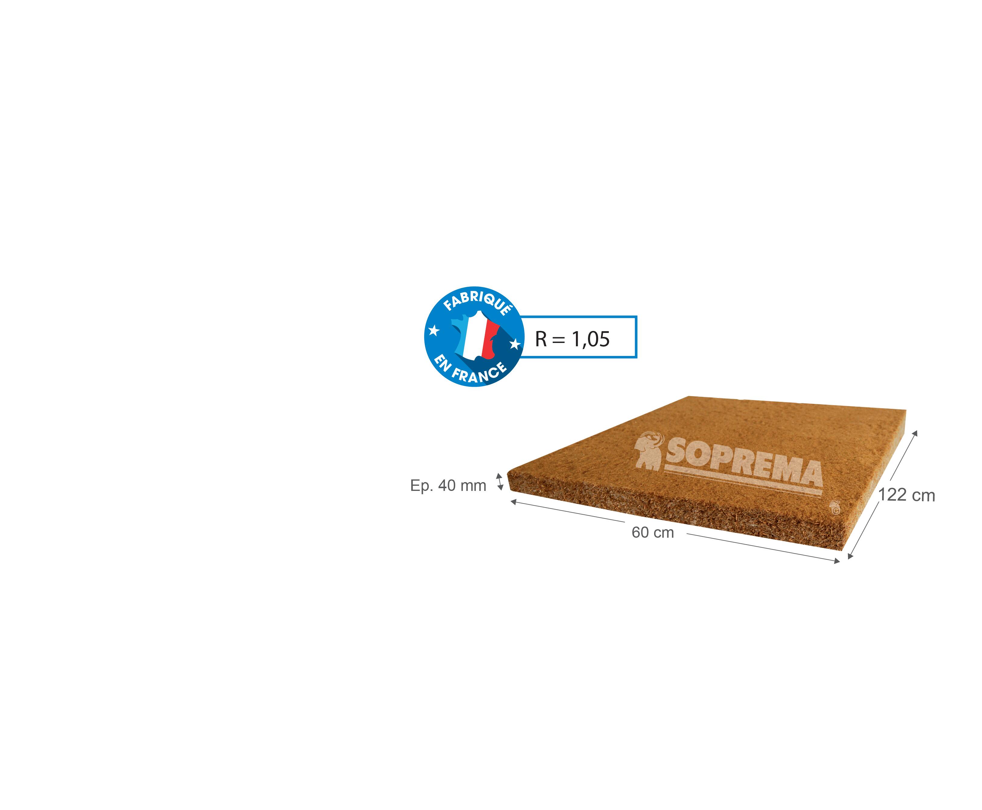 Lot de 10 panneaux isolants en fibre de bois 122x60cm Ep.4cm, R=1,05 - SOPREMA - 3