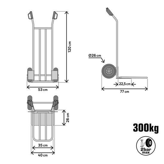 DIABLE ROUES GONFLABLES 300KG LOKENDO - 4