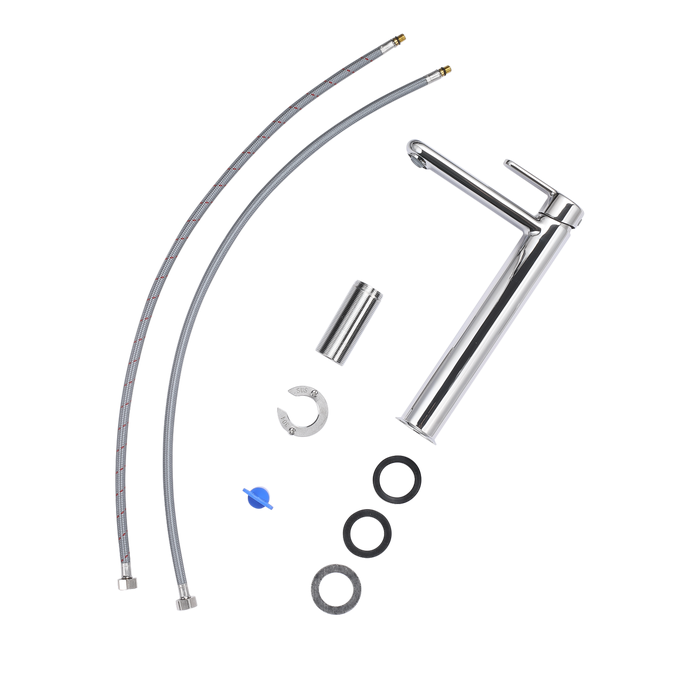 Vista despiezada del grifo Sensea cromado de caño alto