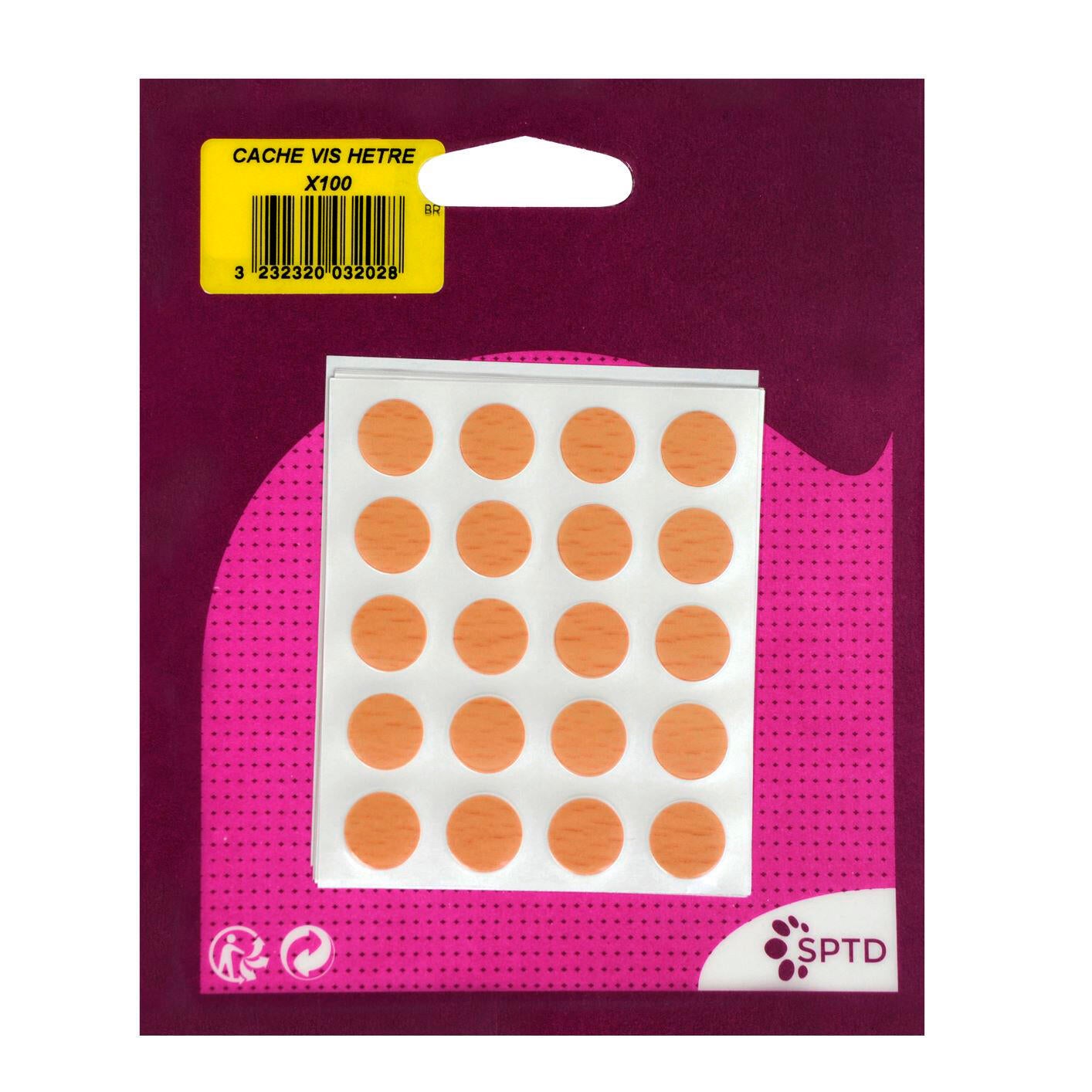 Lot de 100 cache-vis adhésifs hêtre - 2