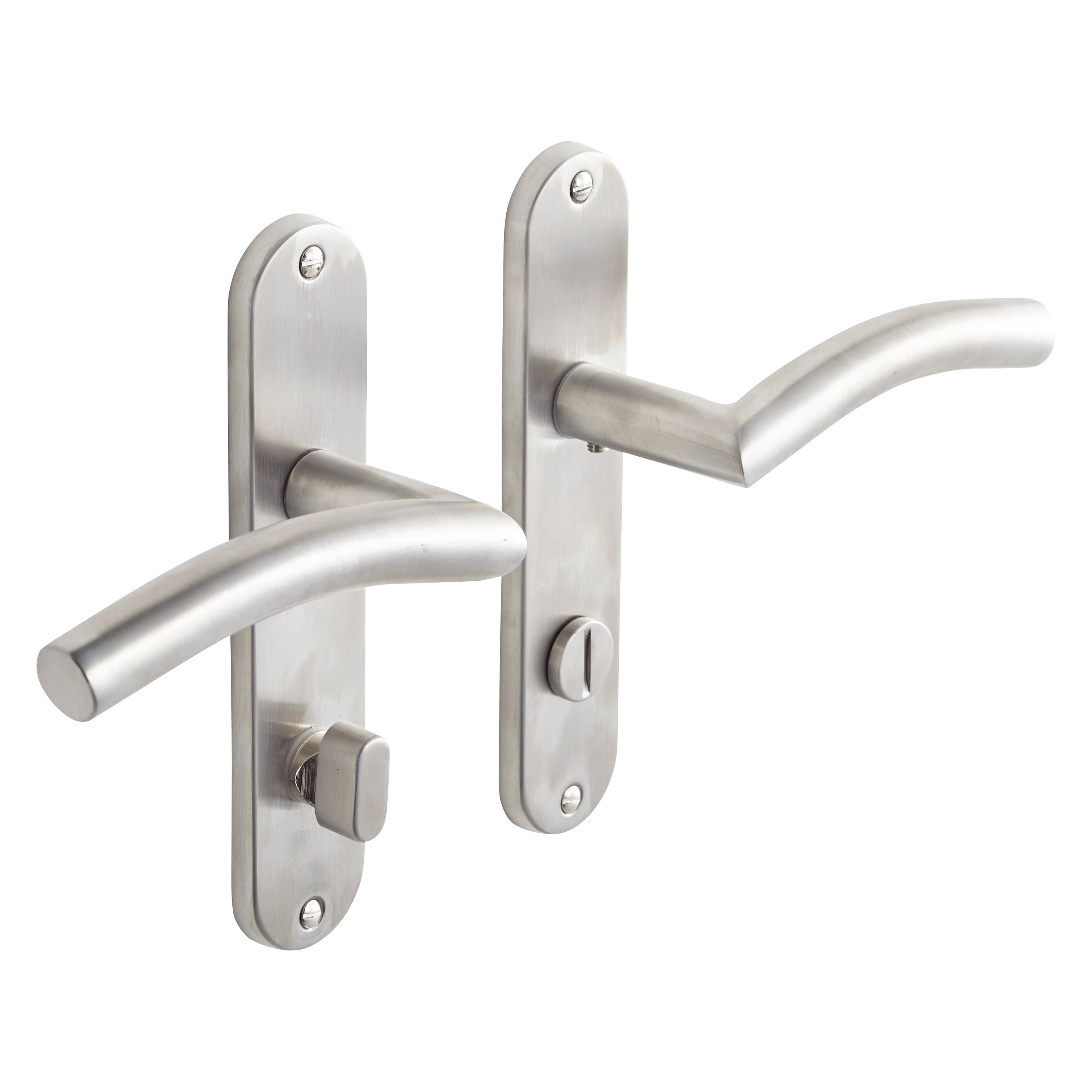 Poignée de porte sur plaque aspect nickel entraxe 165 mm à condamnation LARA x2 - 3
