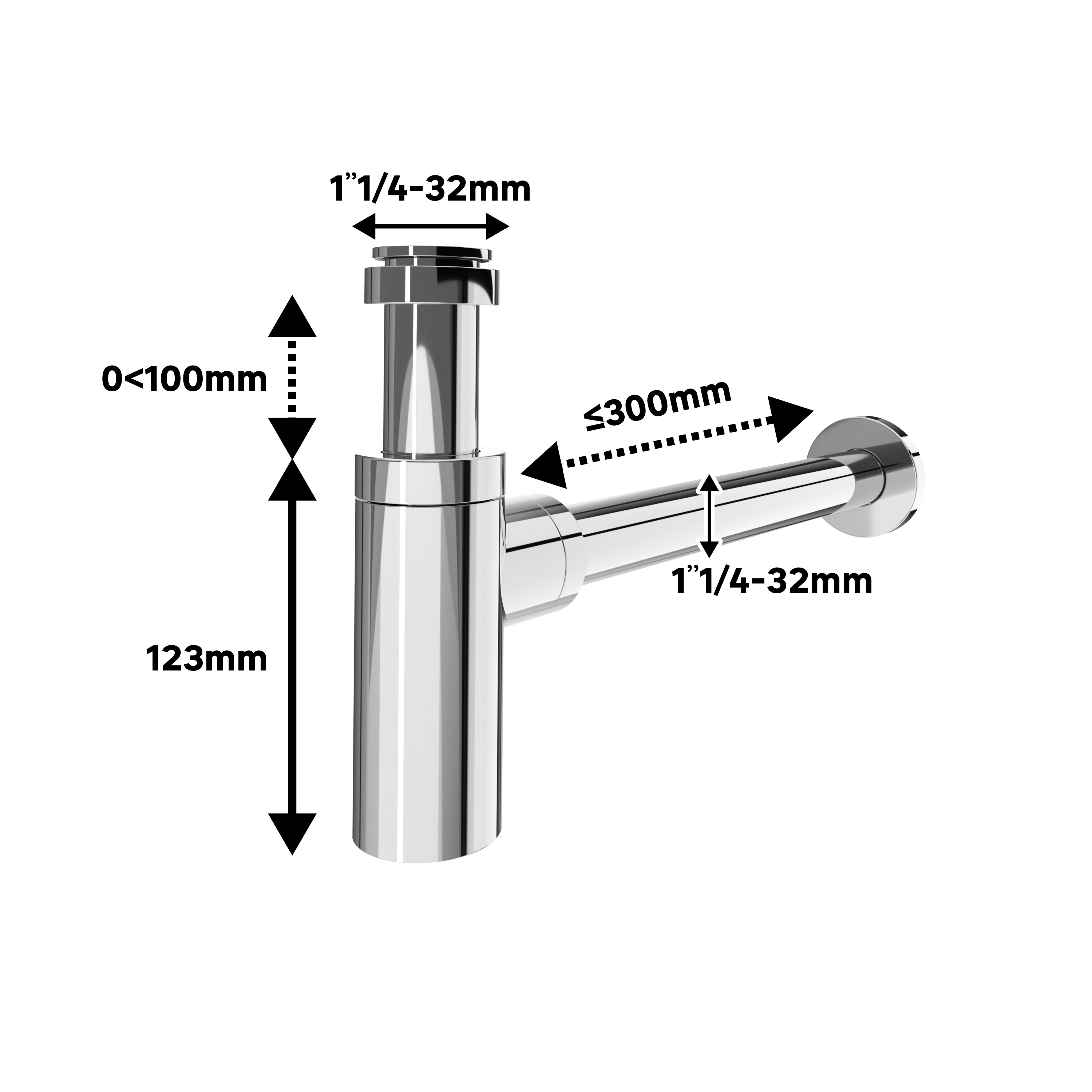 Sifone EQUATION per lavabo attacco 1” 1/4 (32 mm) in inox cromo cromato - 11