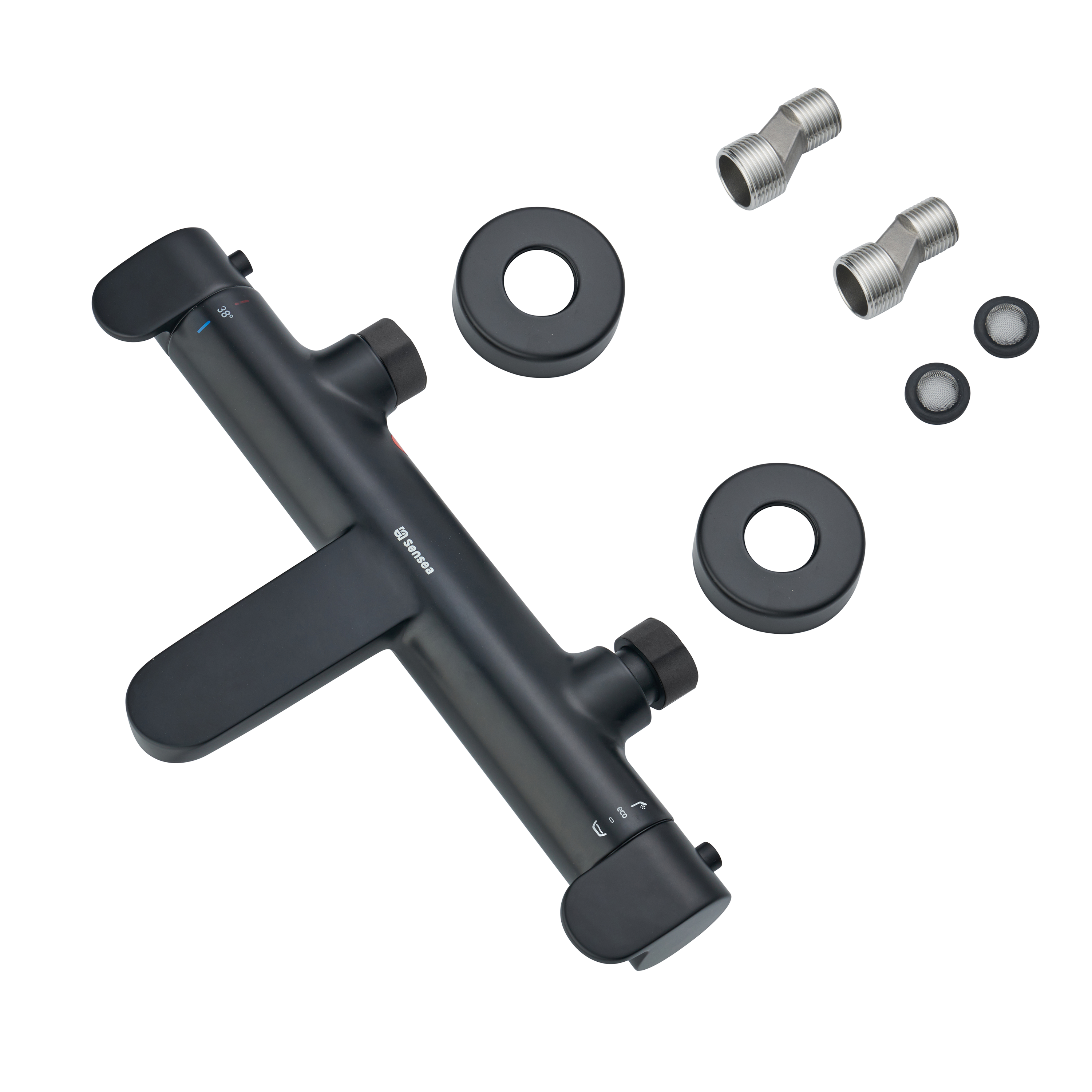 Grifo de bañera termostático SENSEA Icone negro mate Latón - 7