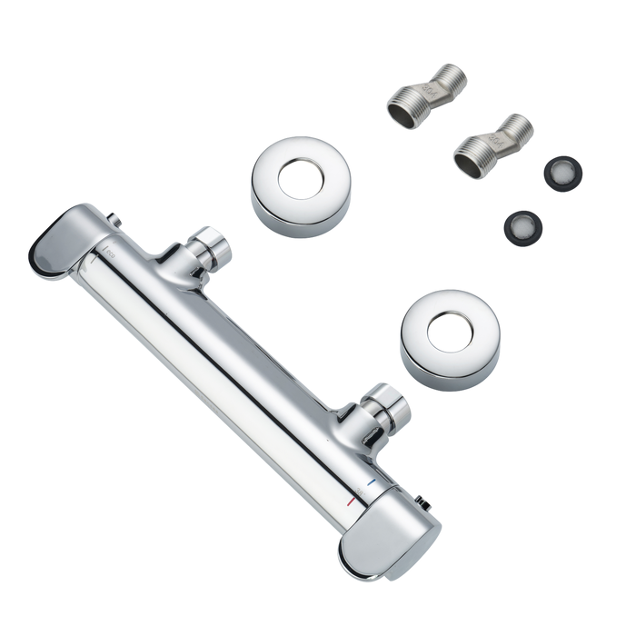 Vista despiezada del mezclador termo ducha cromado Icone Sensea