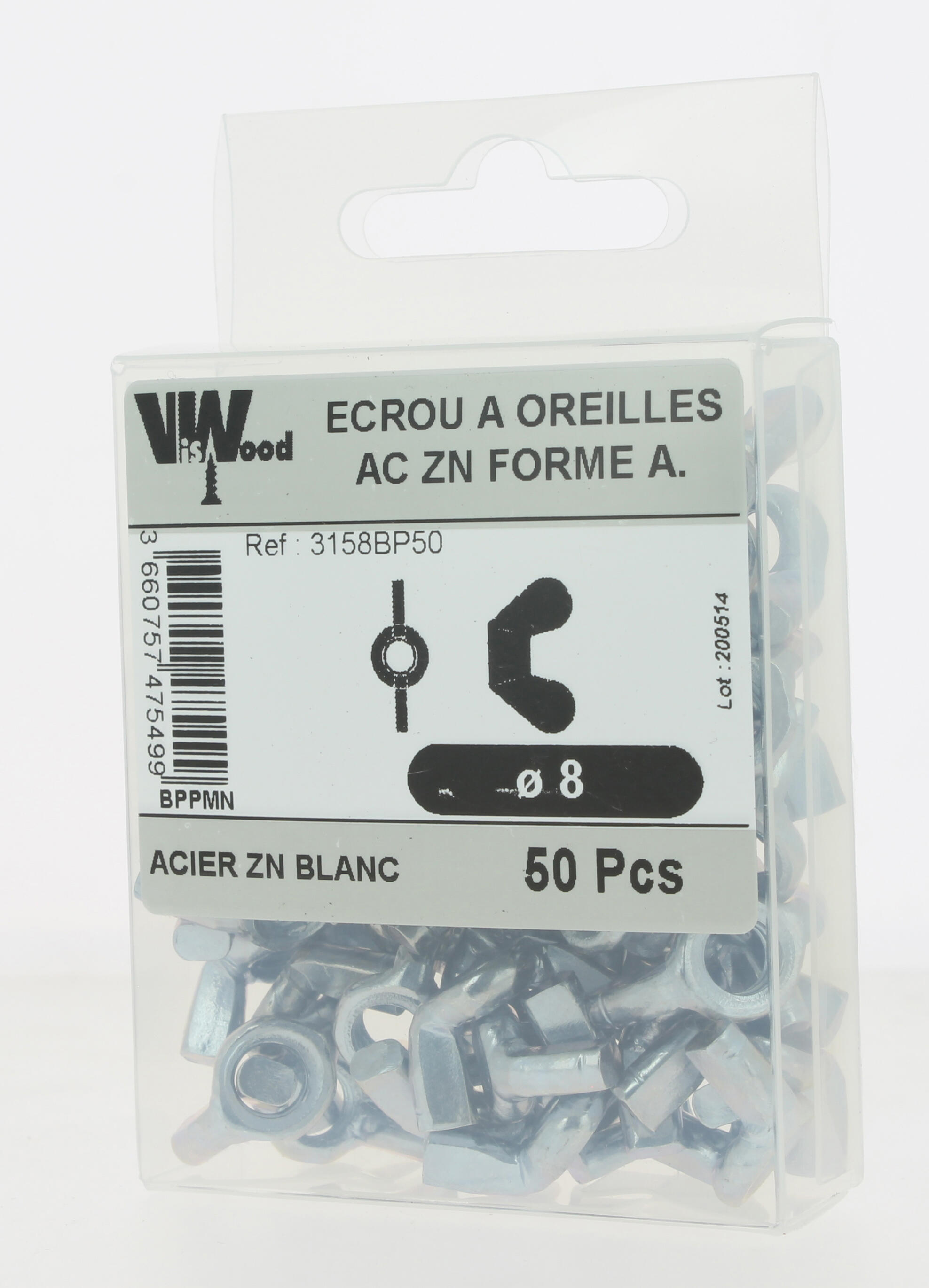 Écrous à oreilles zingué M8 50 pièces - VISWOOD - 3
