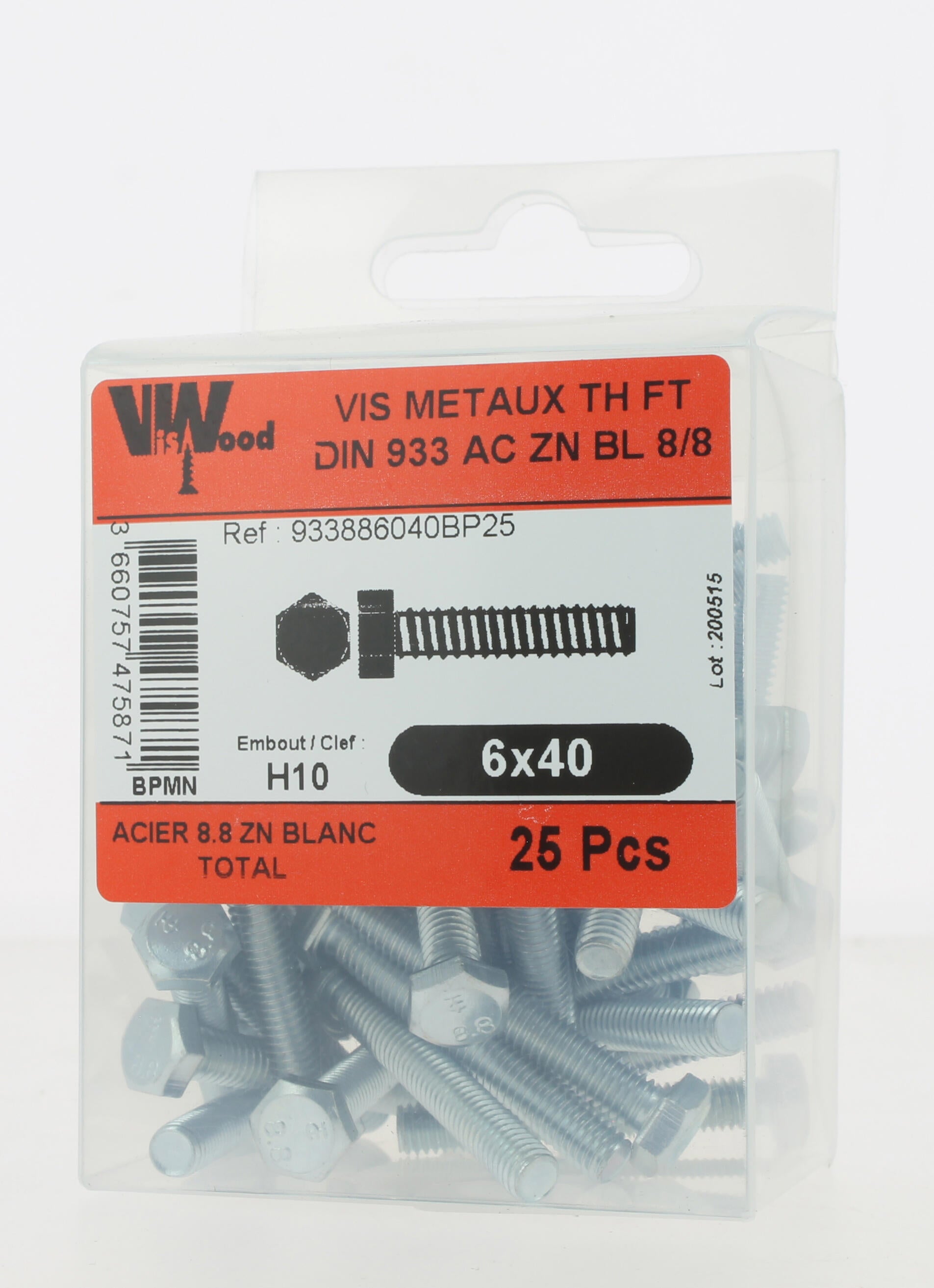 Vis métal Diam.6 mm tête hexagonale Boîte de 50 - VISWOOD - 3