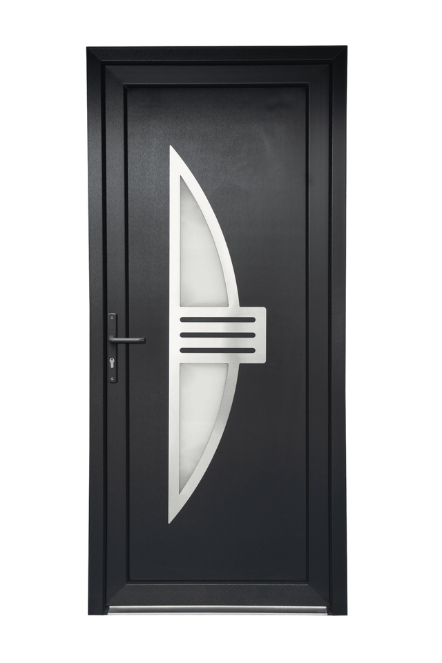 Porte d'entrée PVC gris poussant gauche H.215 x l.90 cm Neptune