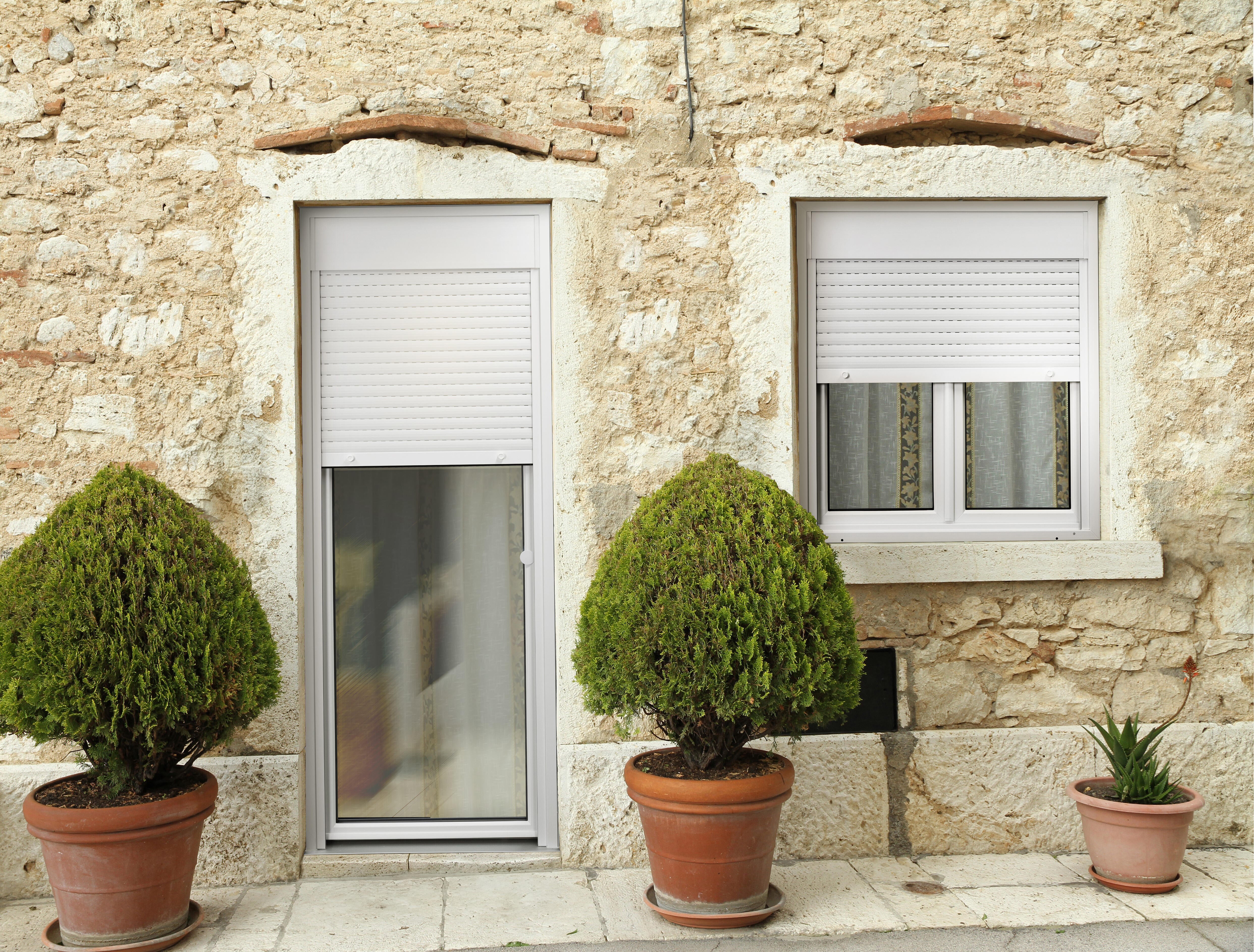 Porte-fenêtre PVC avec volet roulant intégré monobloc Of D 1 vantail H.205 x L.80 cm - GROSFILLEX - 3