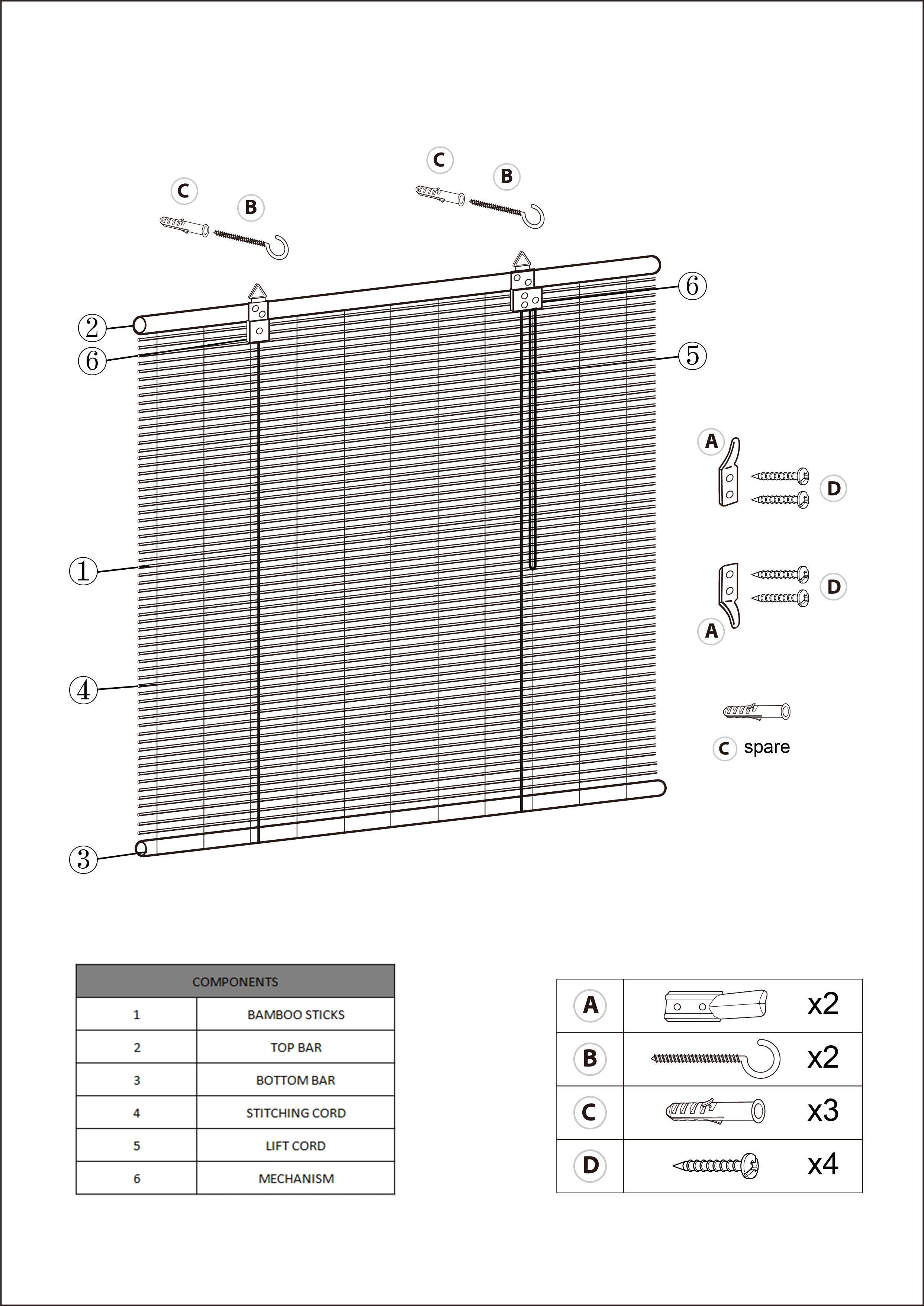 Store enrouleur tamisant Bambou santra naturel, l.120 x H.180 cm - 9