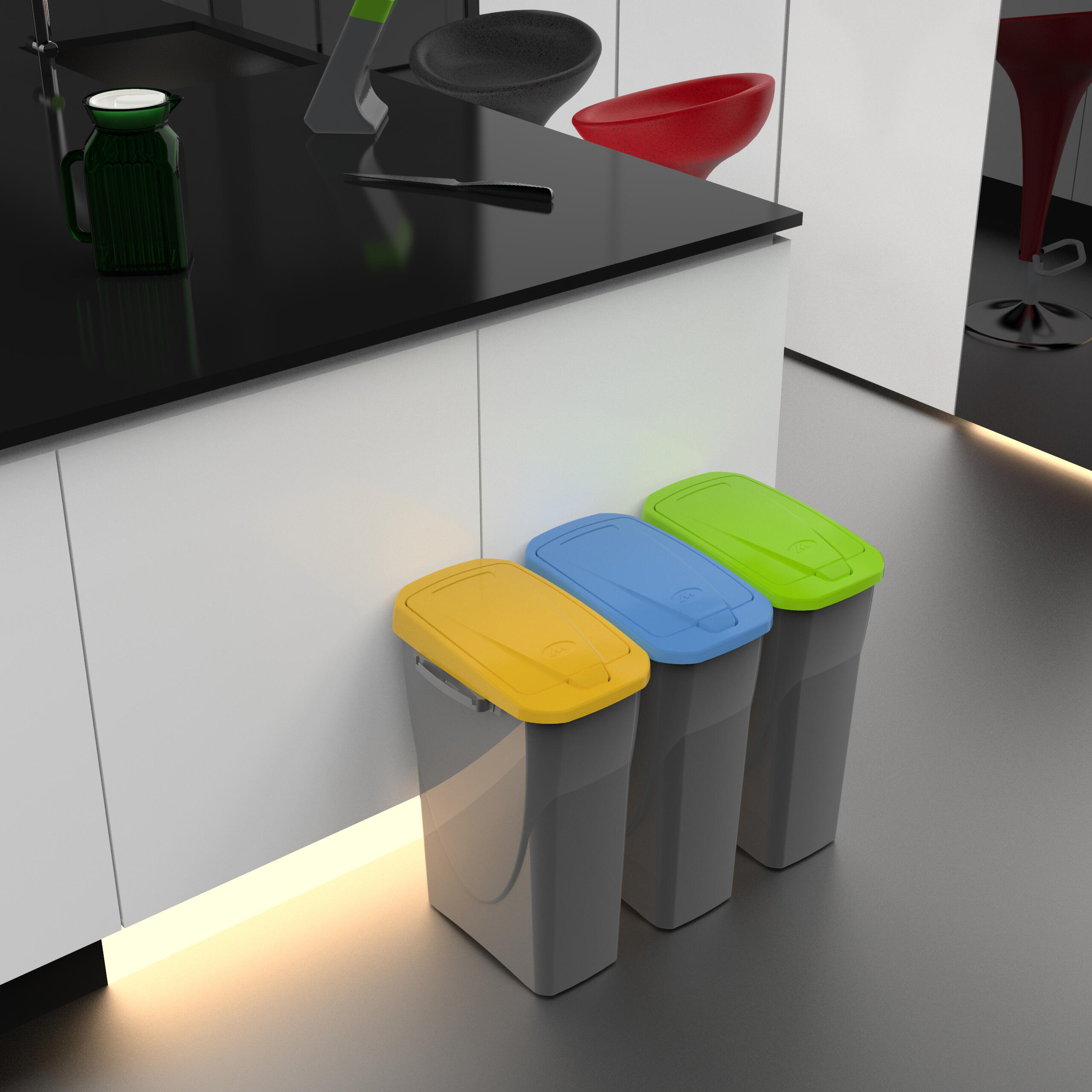 Cubo de la basura Ecobin amarillo de 25 litros - 3