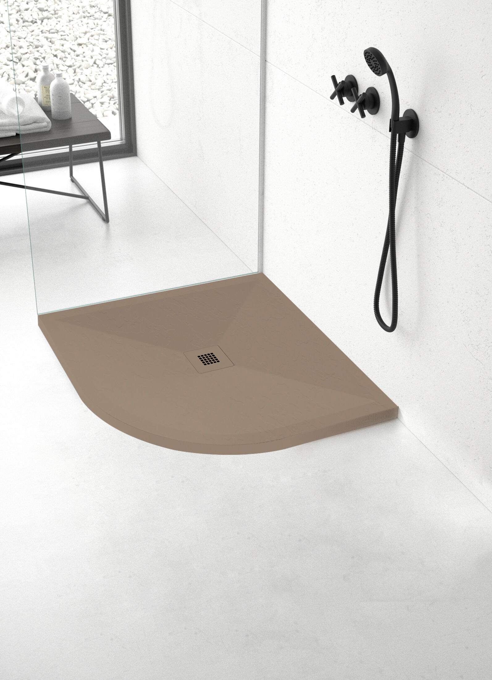 Plato de ducha Play Curva 90x90 cm moka - 3