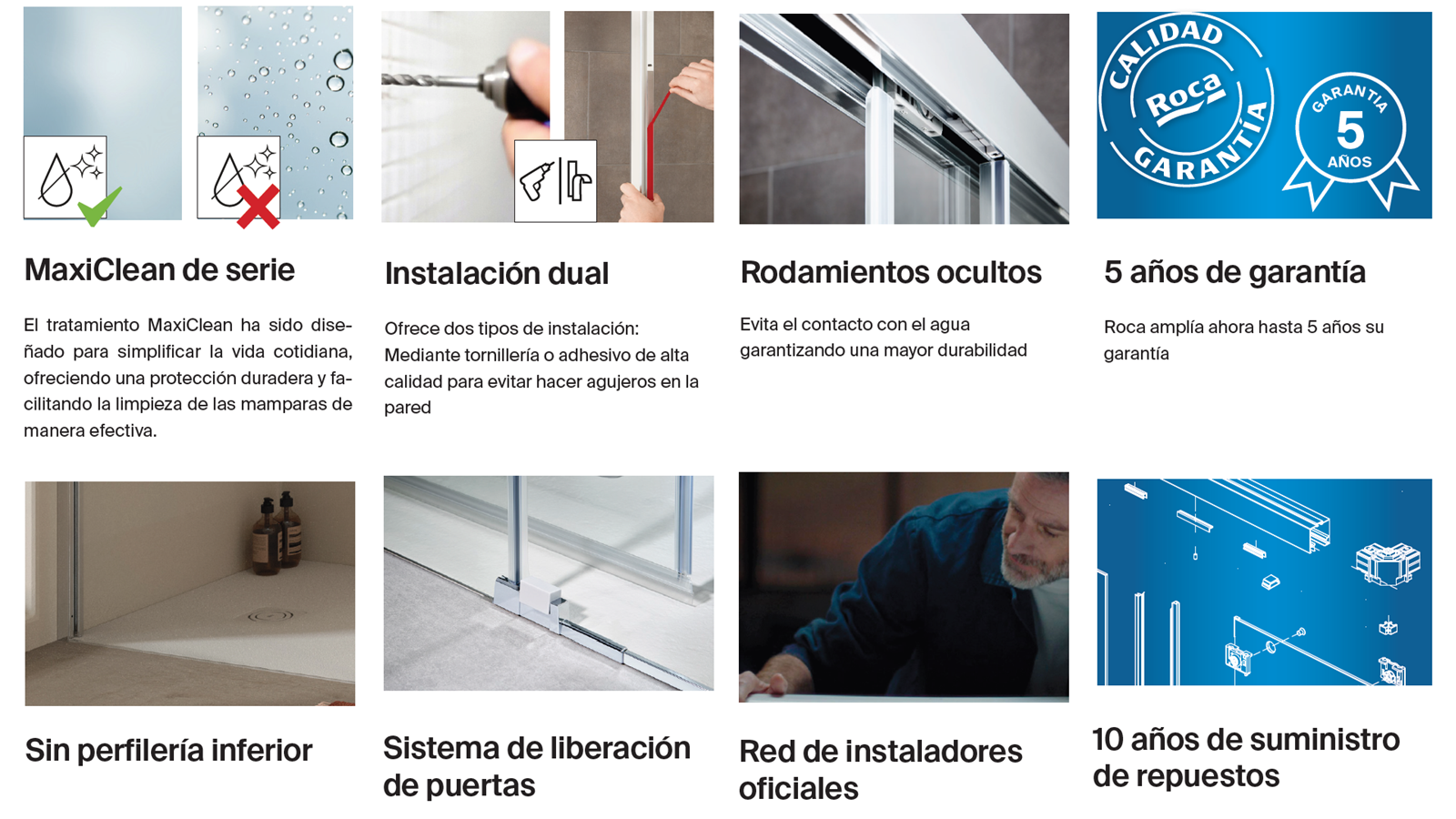 Mampara de ducha frontal 1 fijo + 1 puerta corredera transparente Apolo perfil aluminio negro (172.1-182)x200 cm cristal 6mm cierre magnético sin guía inferior marca Roca - 4