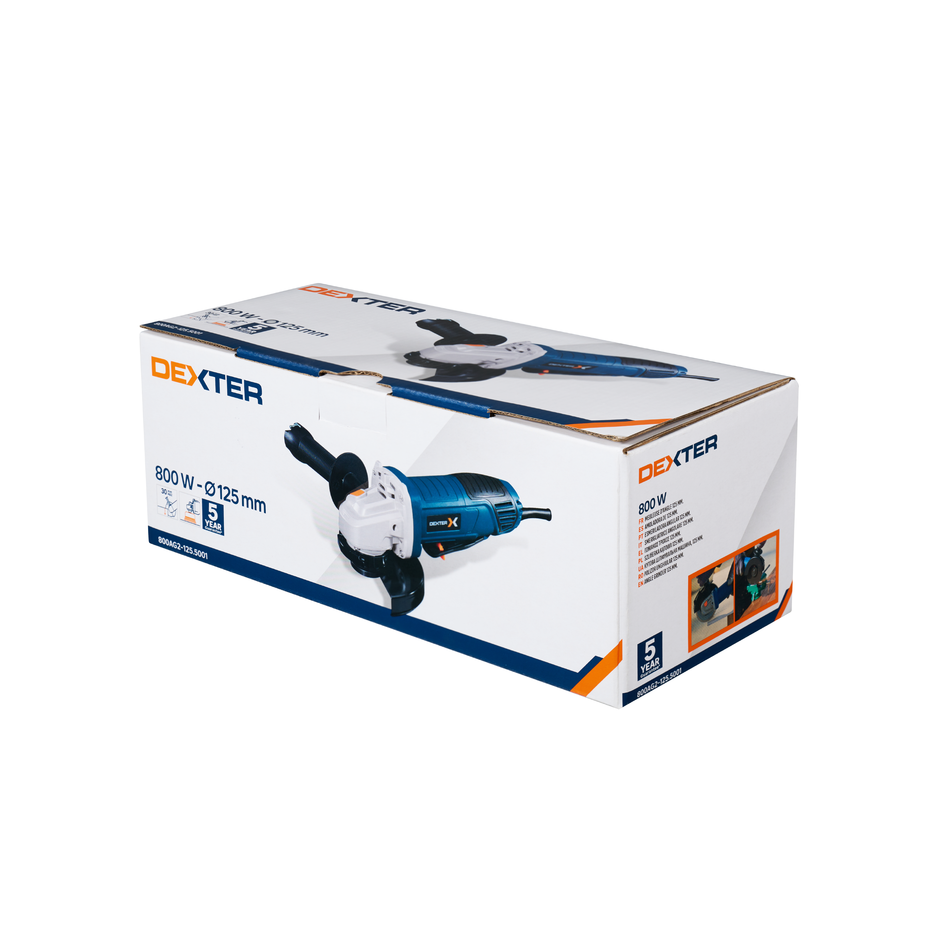 Amoladora DEXTER - Disco ⌀ 125 mm - Potencia 800 W - 12.000 RPM - 19