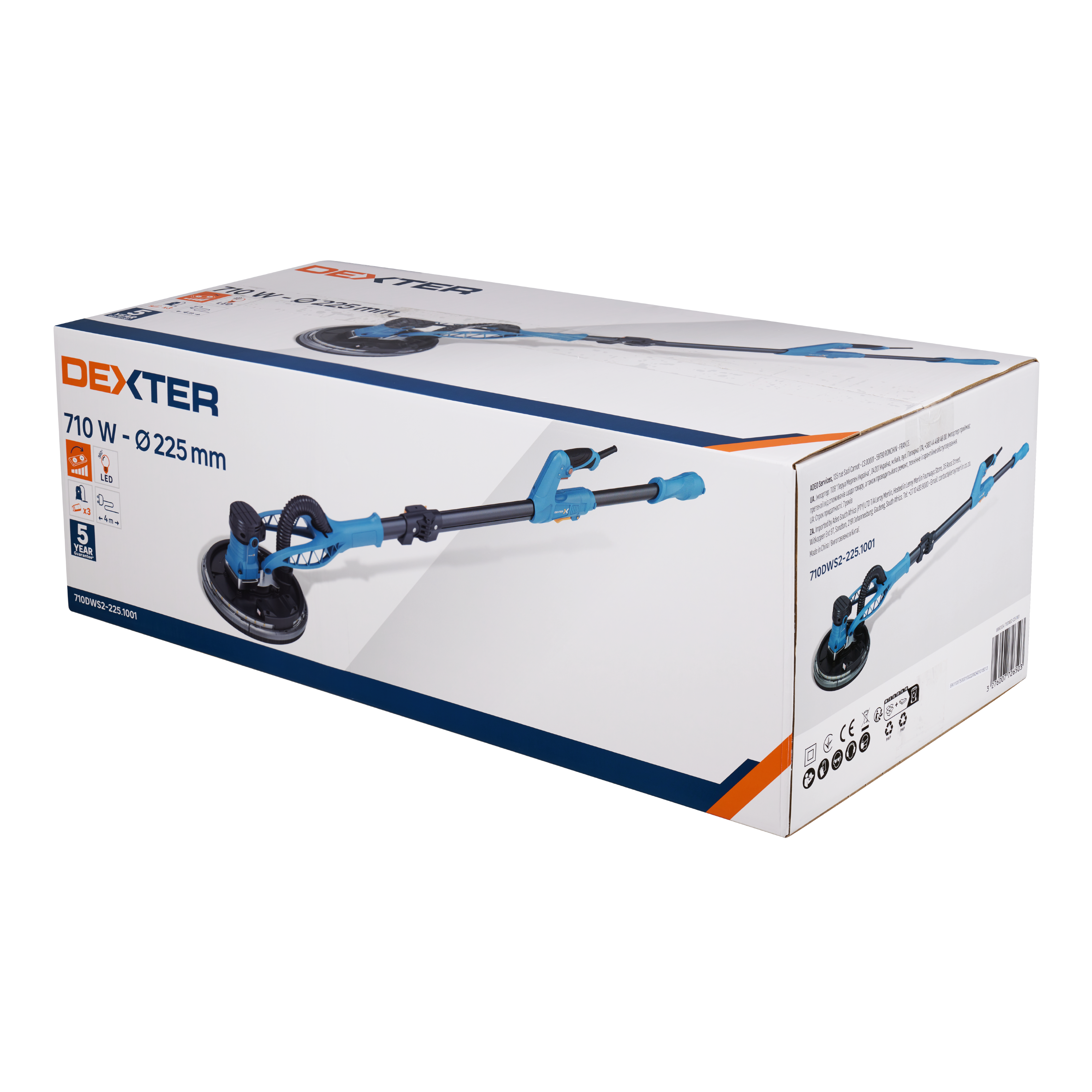 Lixadora de parede 710 W 800 a 1700 rpm 225 mm Dexter - 9