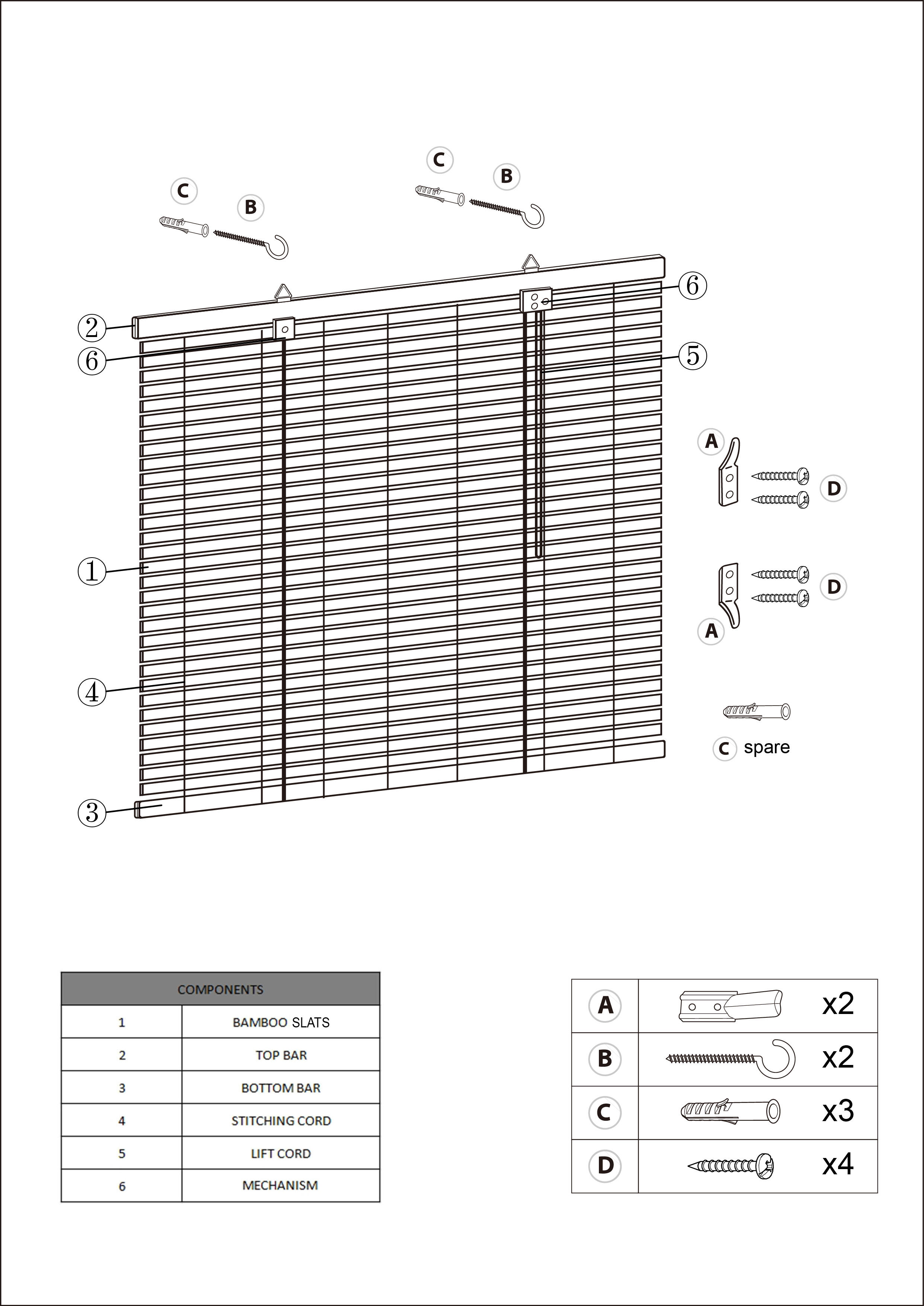 Store enrouleur tamisant Bambou hatha naturel, l.120 x H.250 cm, INSPIRE - 8