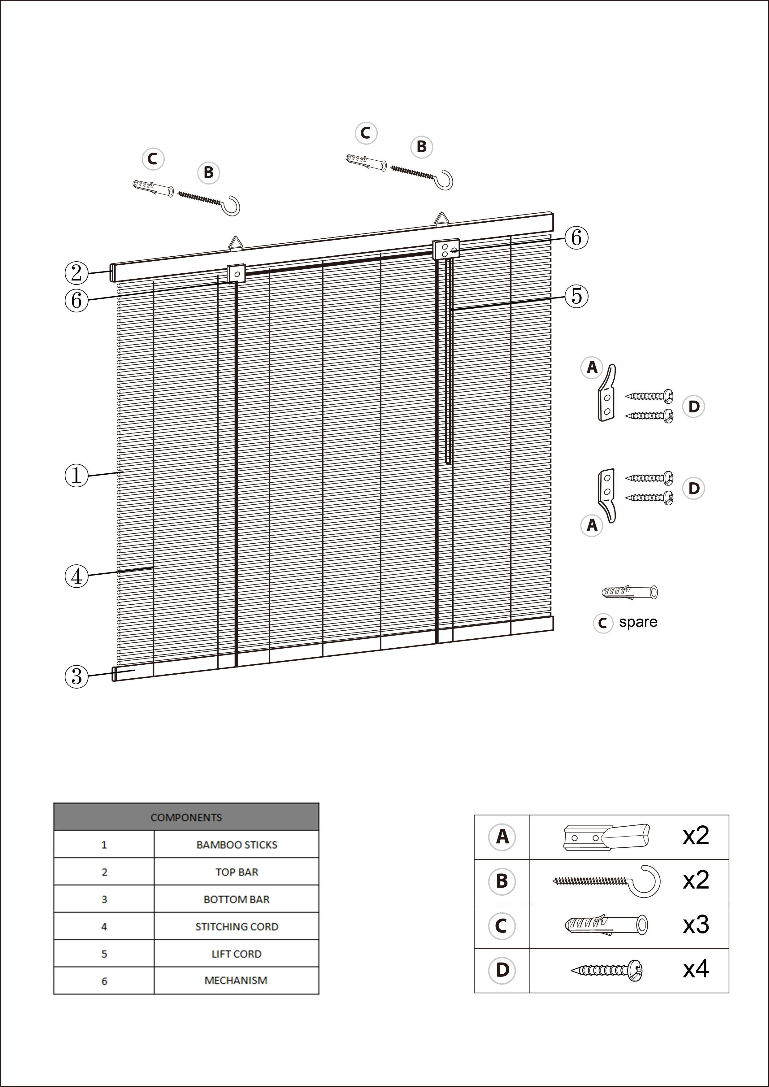 Store enrouleur tamisant Bambou unda naturel, l.120 x H.250 cm, INSPIRE - 8
