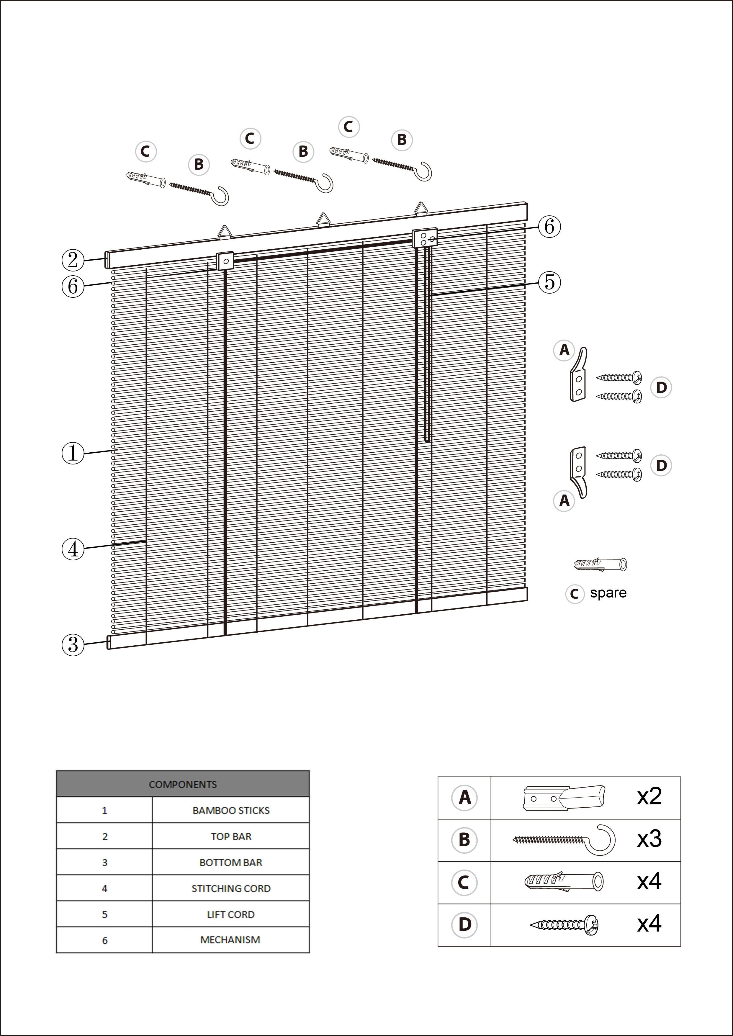 Store enrouleur tamisant Bambou unda naturel, l.150 x H.250 cm, INSPIRE - 7