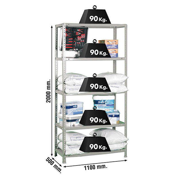 Estante metálica cinza 5 prateleiras 110x50x200 cm 90 kg Simonrack - 6