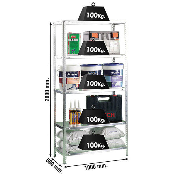 Estante com parafusos metálica 5 prateleiras 200x100x50 cm 500 kg Comfort Simonrack - 5