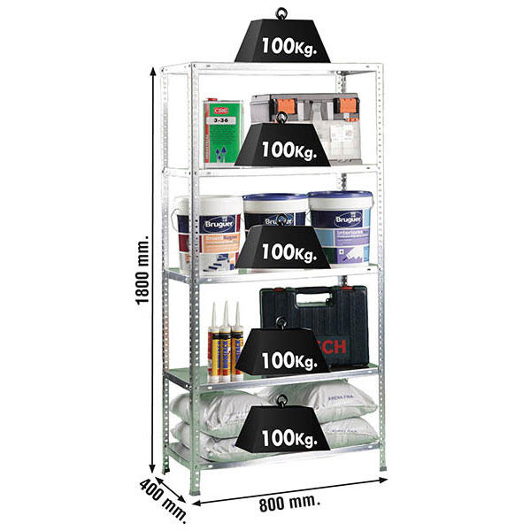 Estante com parafusos metálica 5 prateleiras 180x80 cm 500 kg Comfort Mini - 5