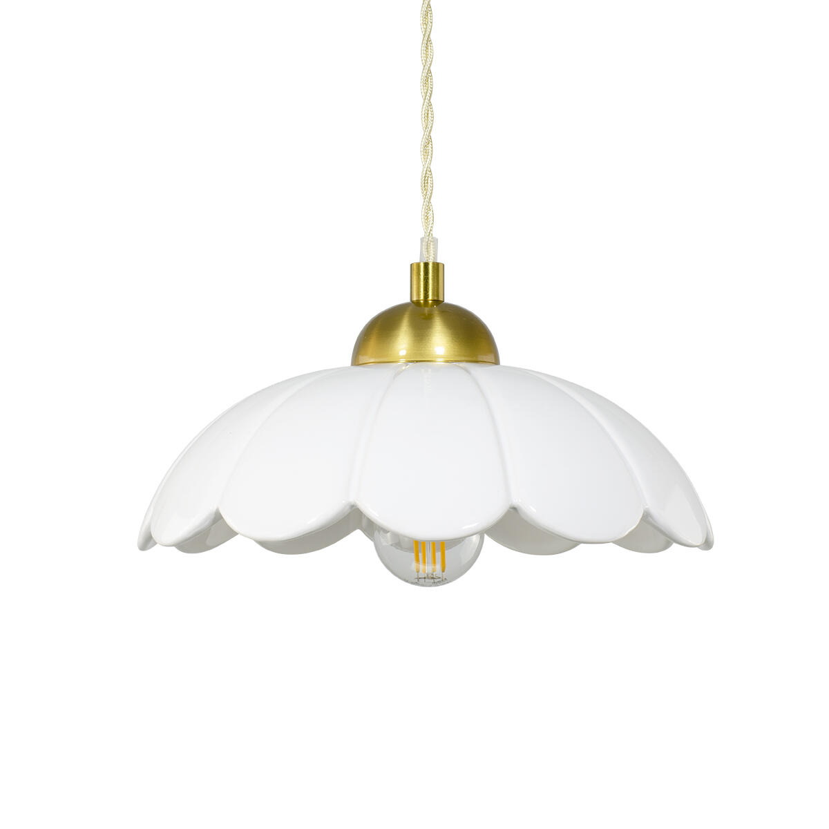 Plafonnier Style Japonais En Céramique Plissée – Suspension E27 Minimaliste – Pour Cuisine, Salon, Chambre – Réglable 150 Cm