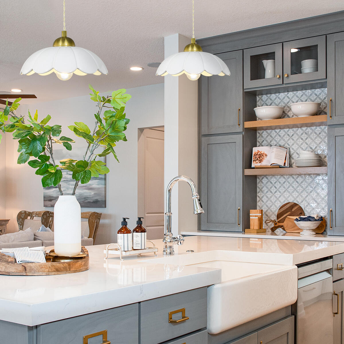 Suspension Claris céramique, blanc, Diam.23 cm, E27 - 2