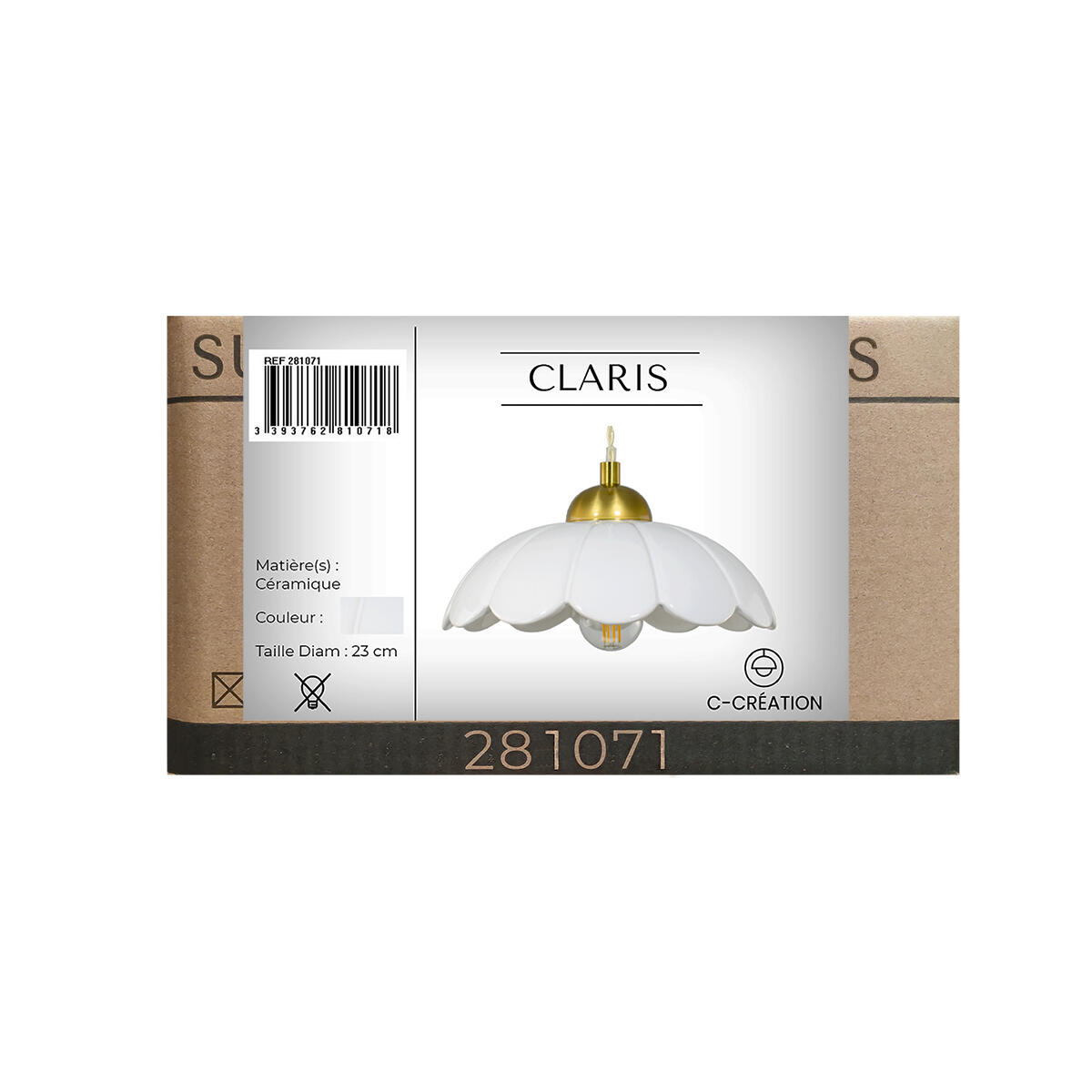 Suspension Claris céramique, blanc, Diam.23 cm, E27 - 8