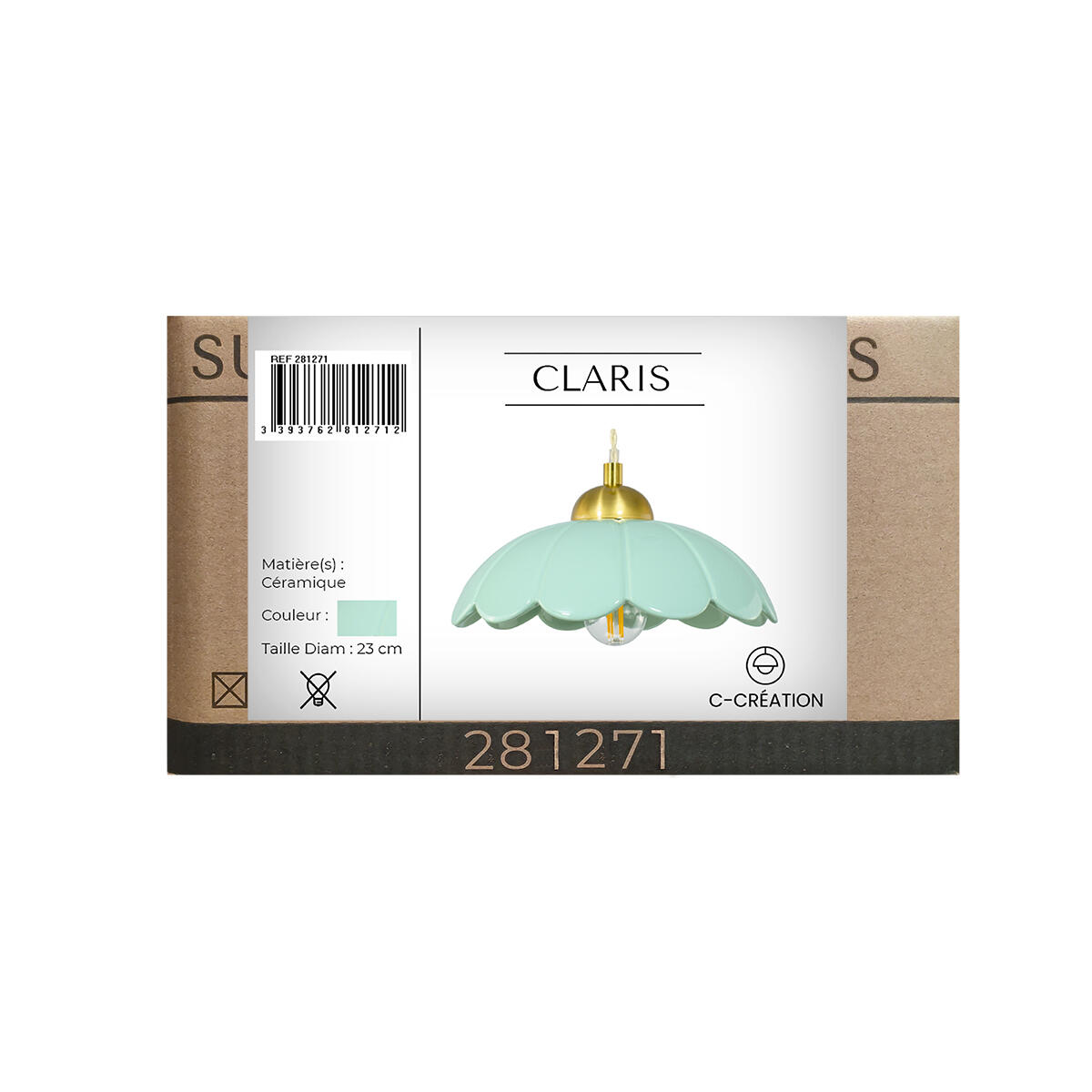Suspension Claris céramique, vert, Diam.23 cm, E27 - 7