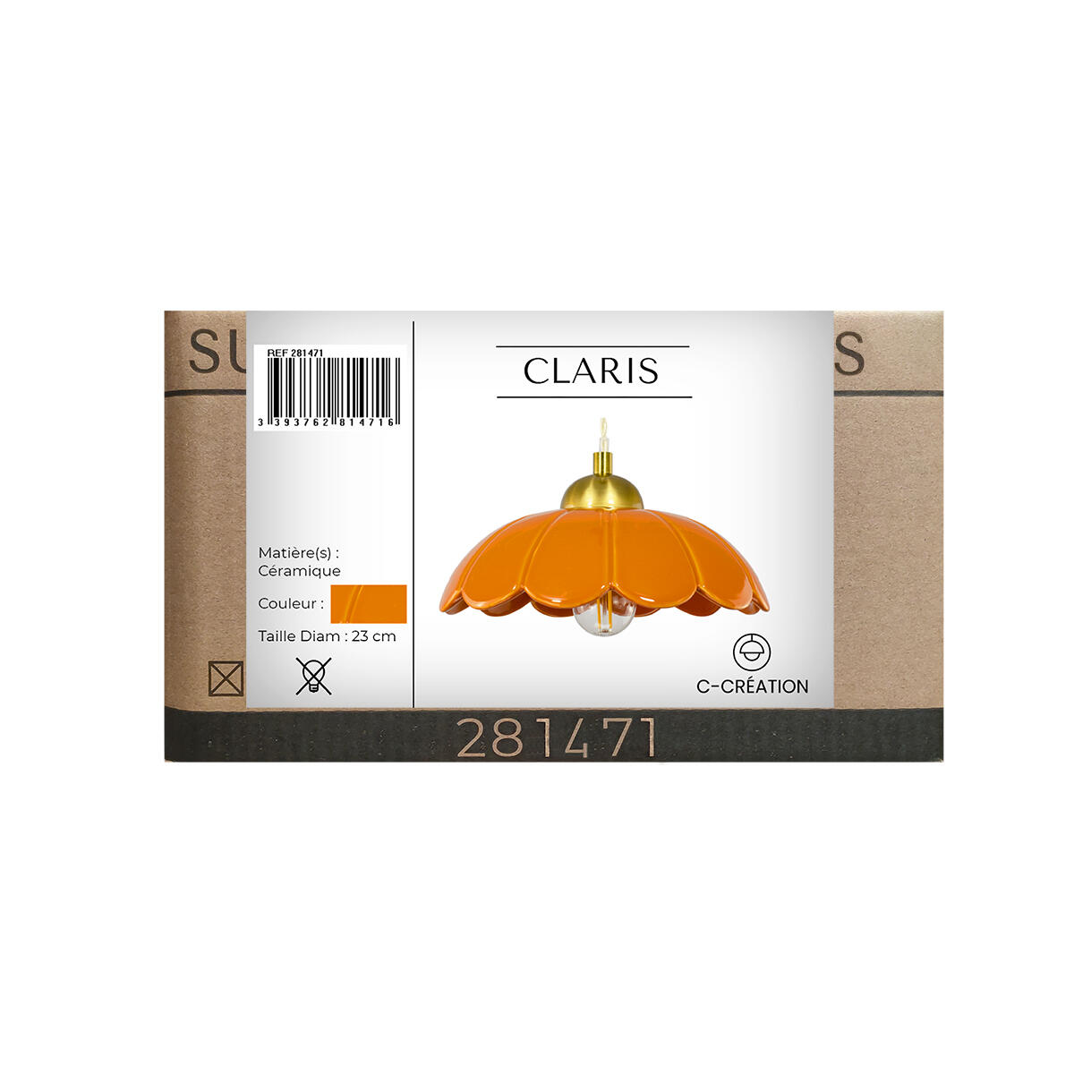Suspension Claris céramique, orange, Diam.23 cm, E27 - 9