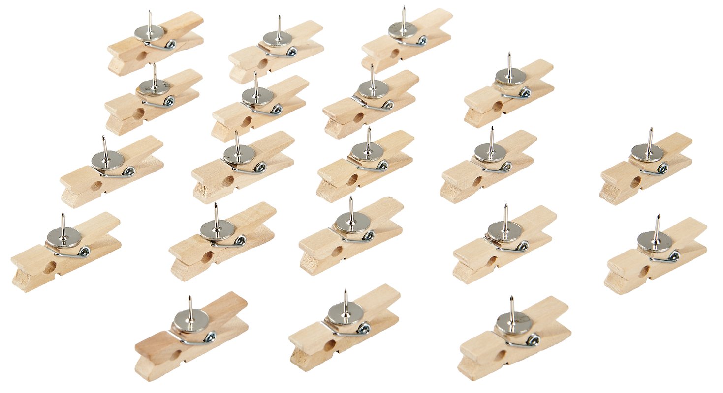 Pinezki z klamerkami do tablicy korkowej 20 szt.