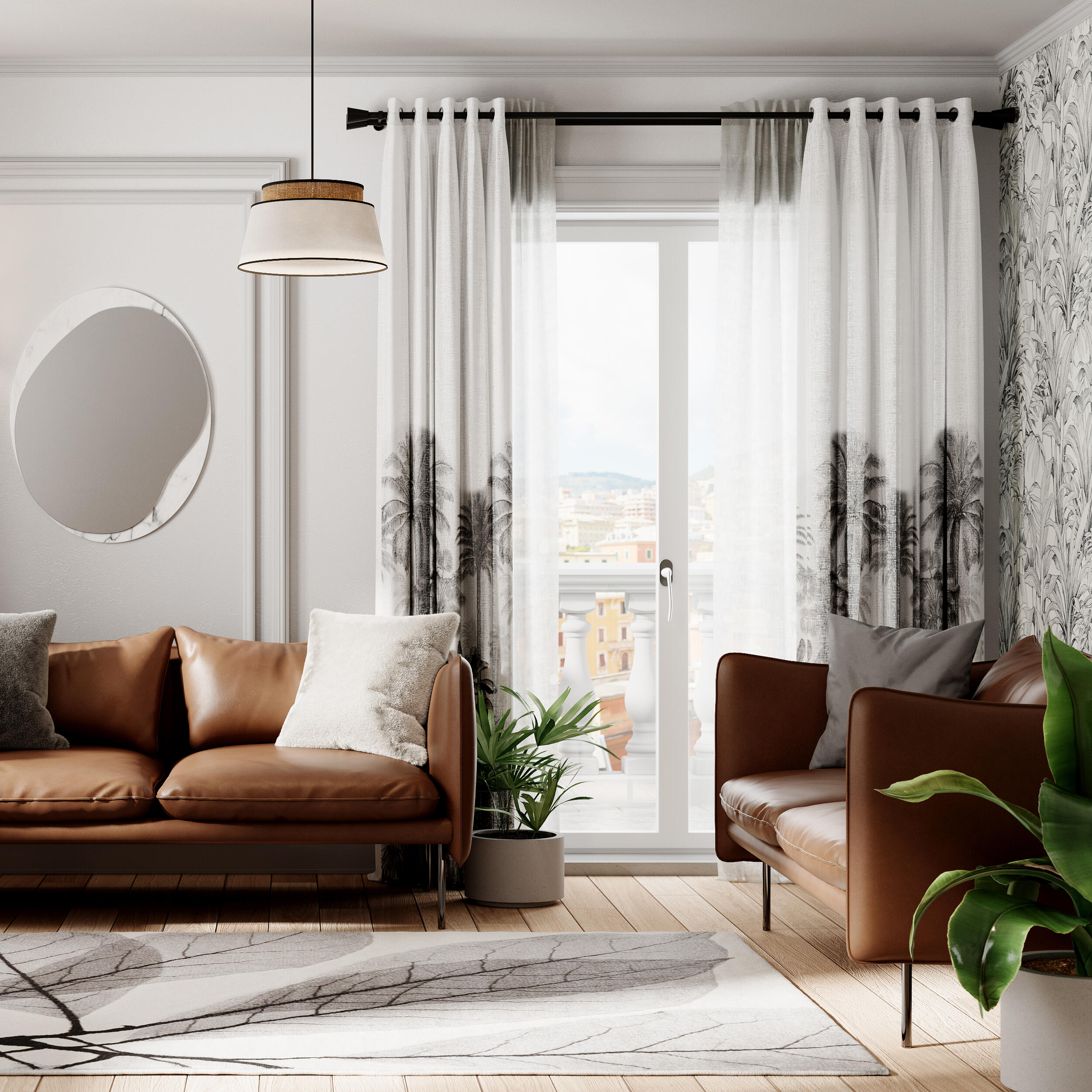 Cortinado ilhós Jungle 140x280cm branco cinza Inspire - 9