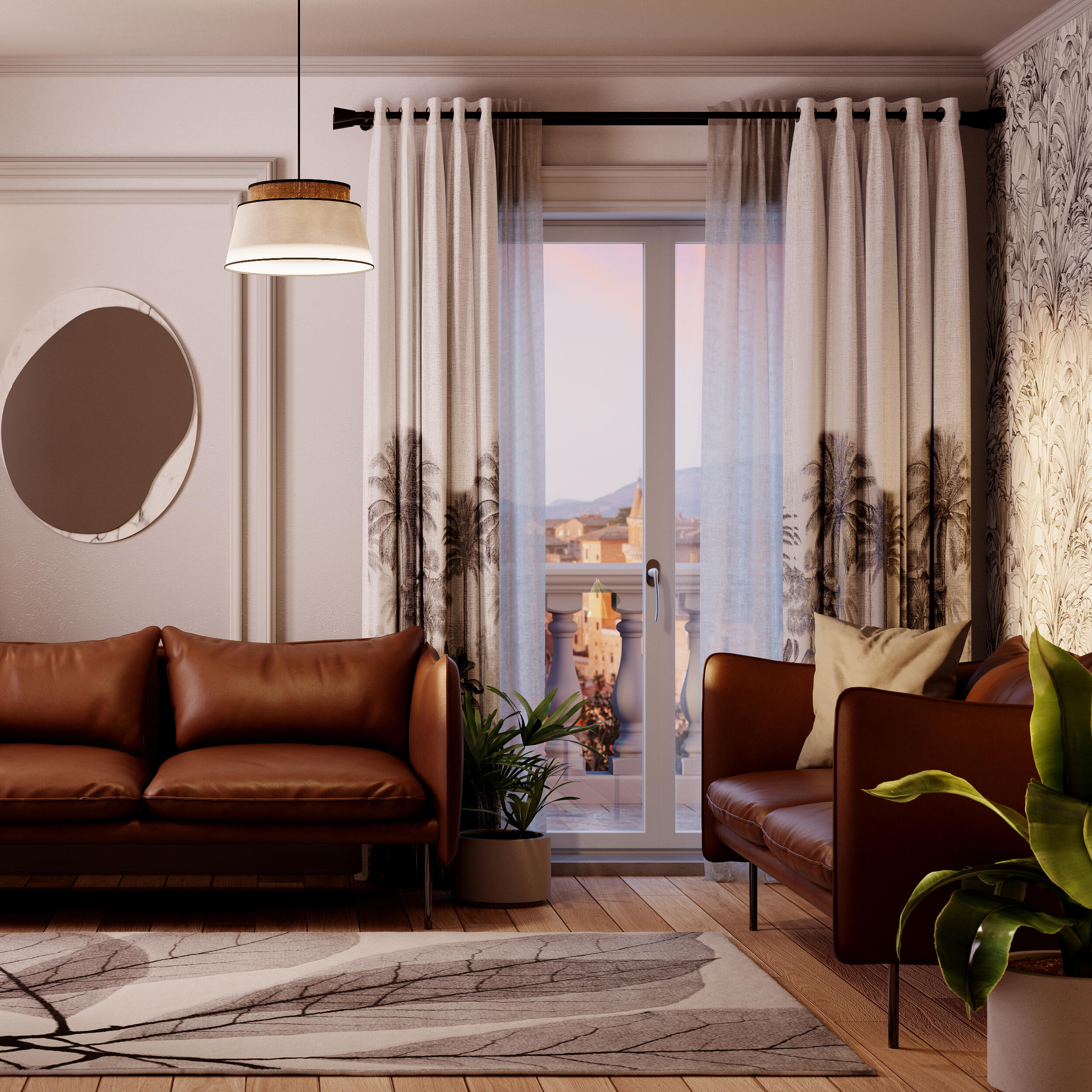 Cortinado ilhós Jungle 140x280cm branco cinza Inspire - 3