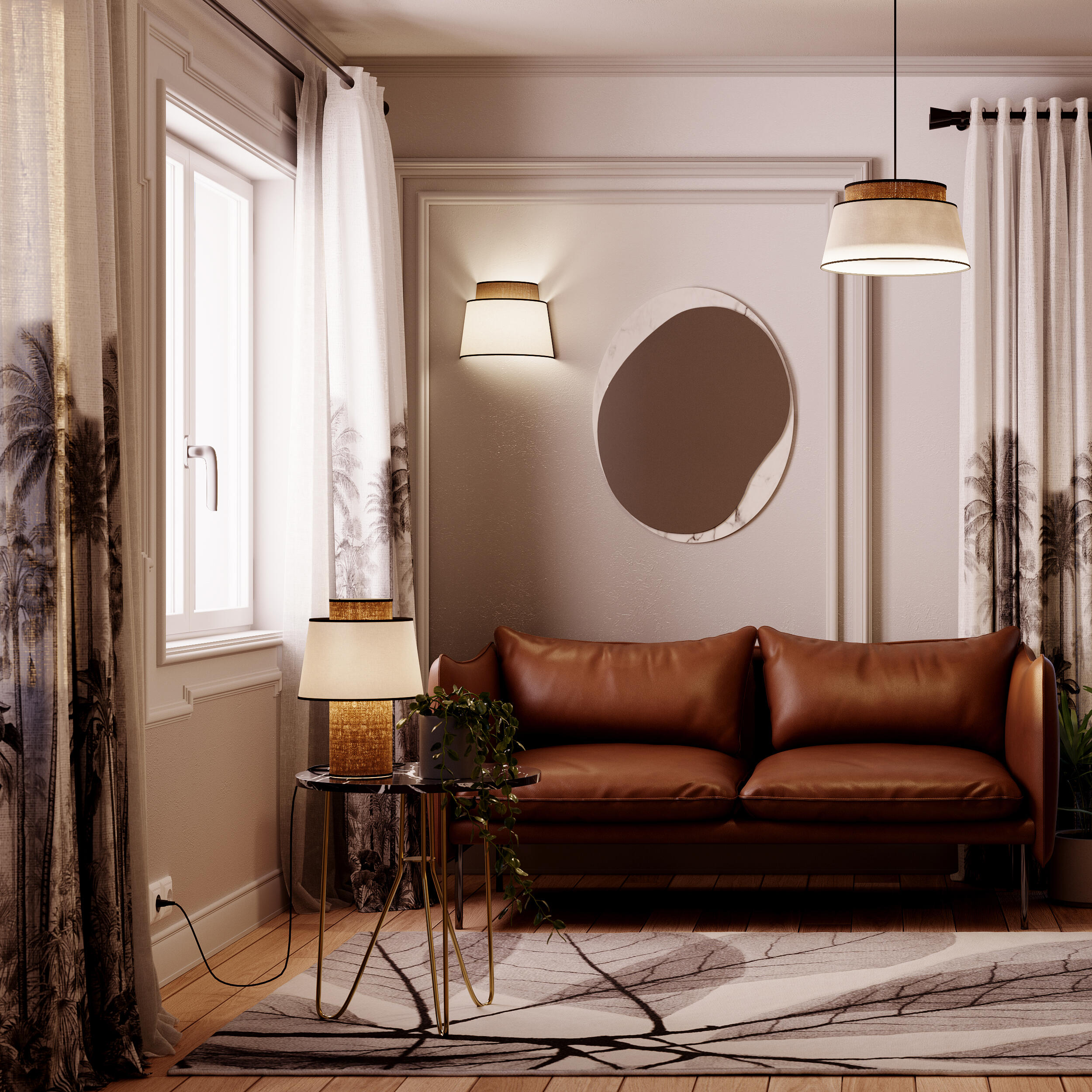 Cortinado ilhós Jungle 140x280cm branco cinza Inspire - 2