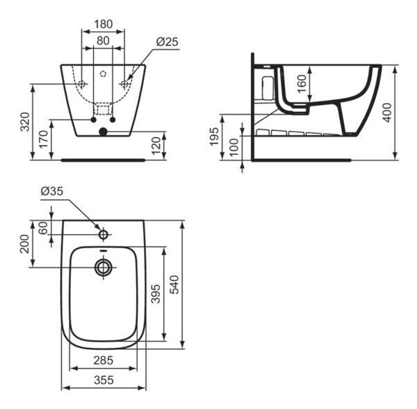 Bidet sospeso bianco eur i.life b IDEAL STANDARD L 36 x H 34 x P 54 cm - 9