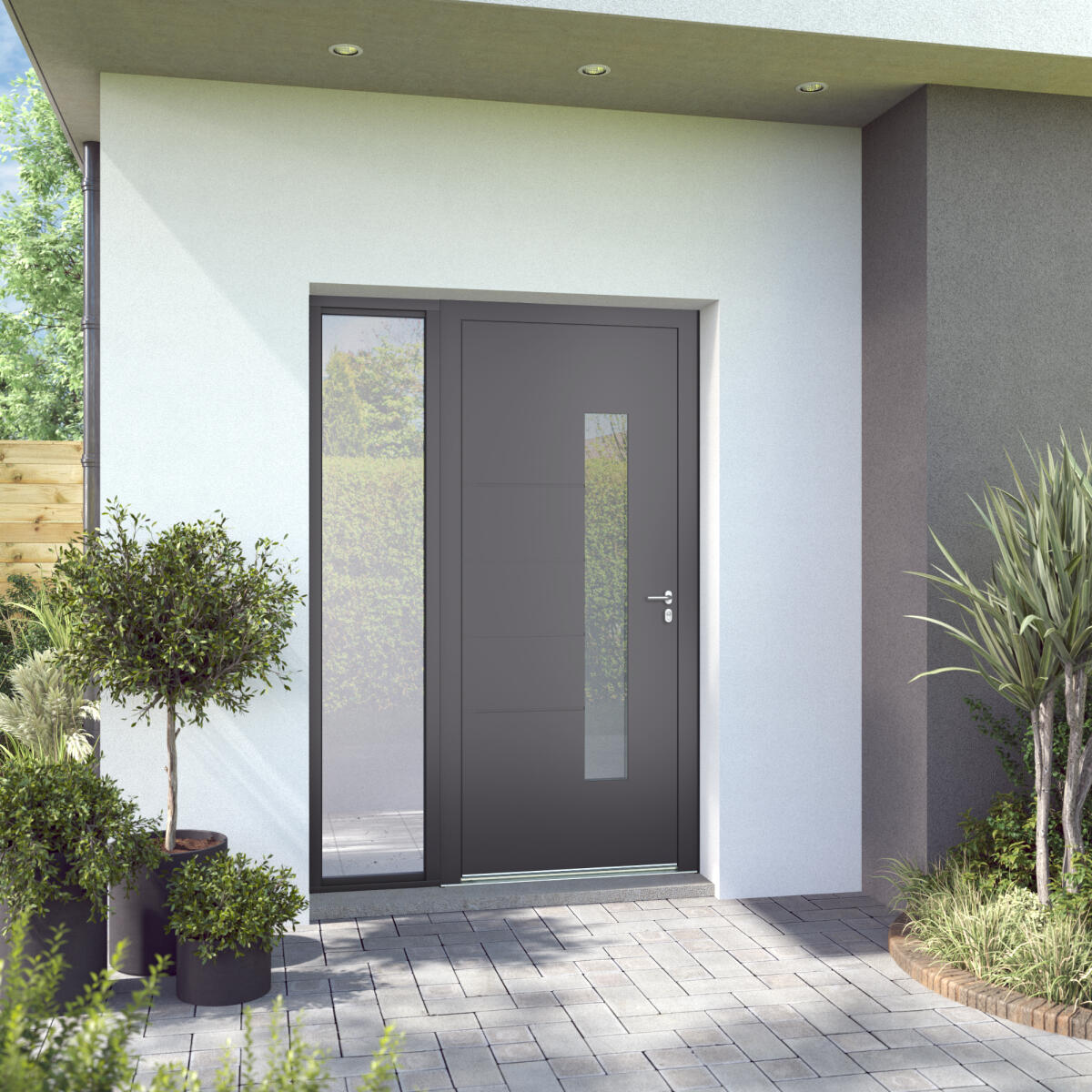 Porte d'entrée aluminium vitrée sur-mesure avec tierce Navia