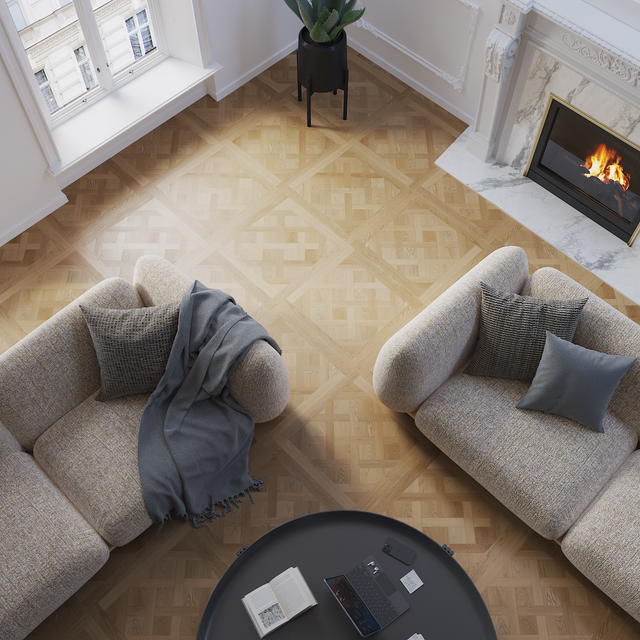 Pavimento vinílico mosaico de SPC click flutuante Montaigne superior Artens 5,5 mm com base