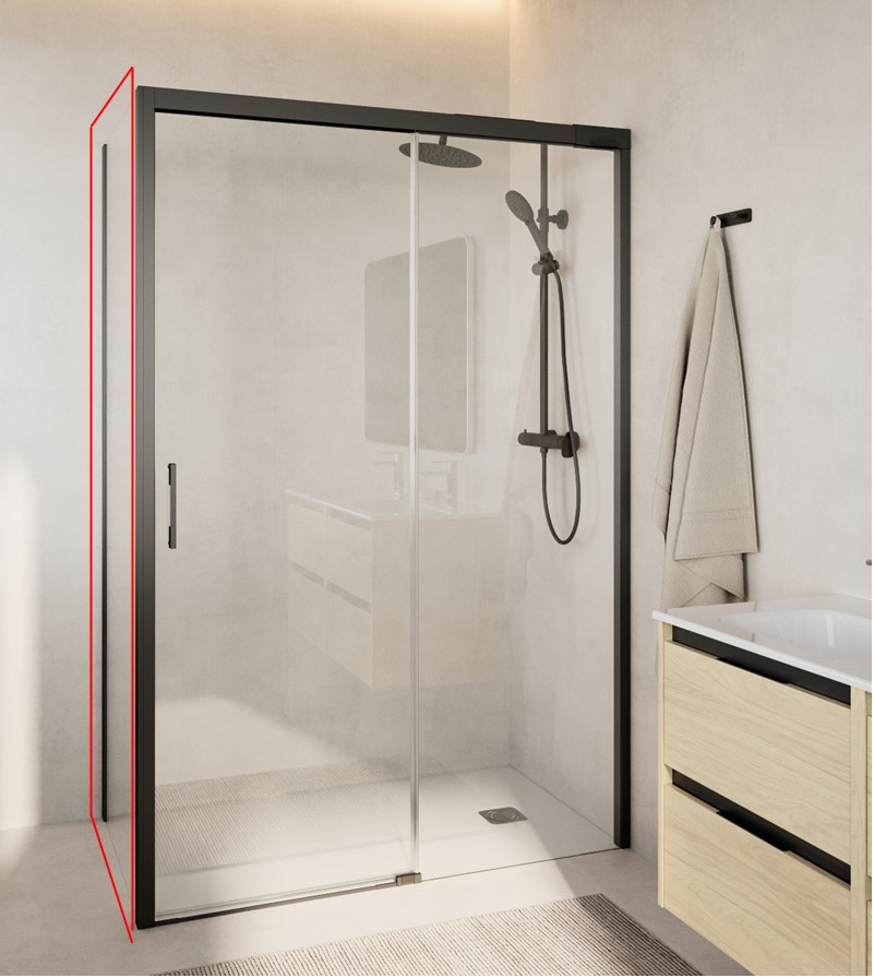 Mampara lateral fijo transparente apolo perfil negro 75x200 cm 6mm