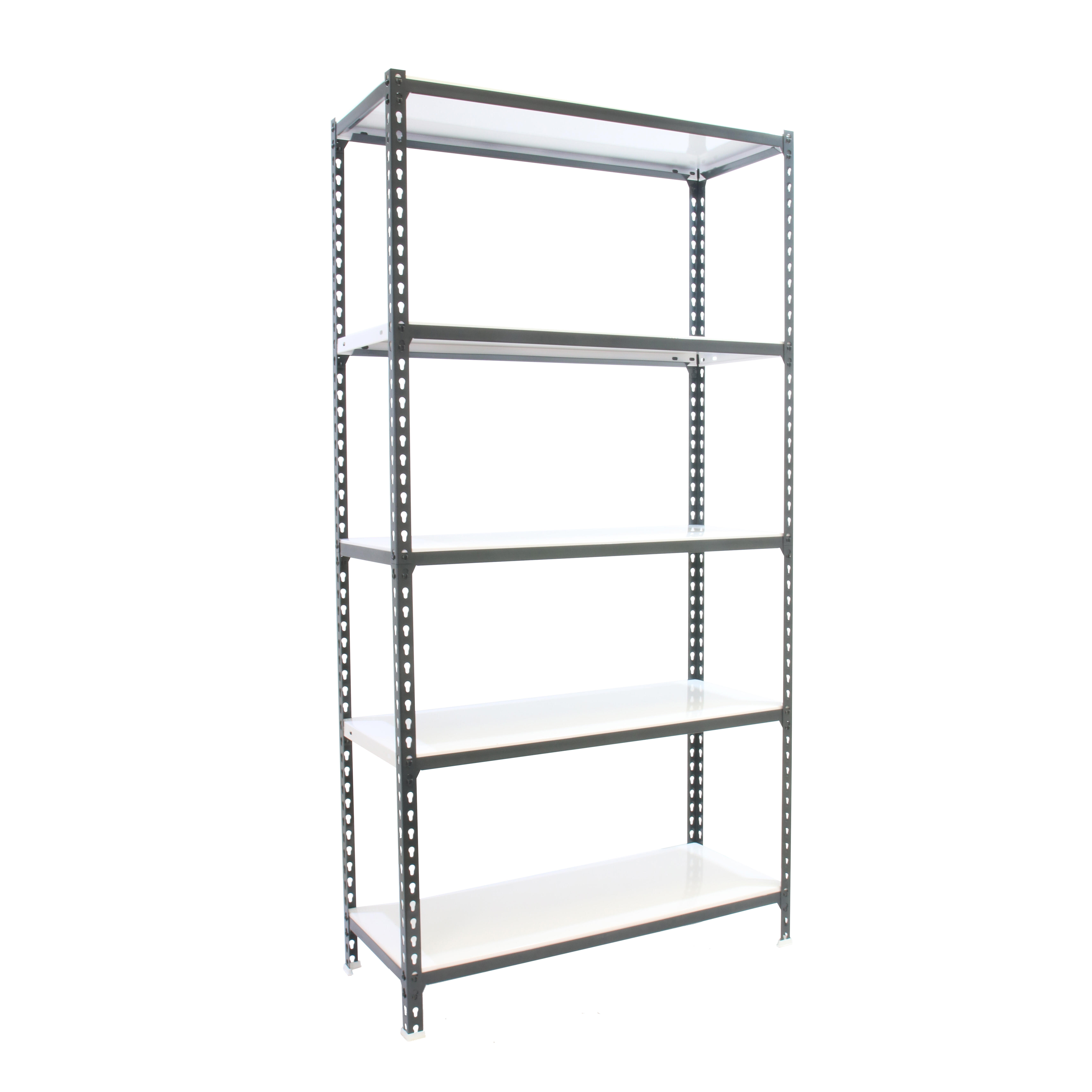 Estantería metálica en kit sin tornillos de metal de 200x100x40 cm 5b 180kg/balda antracita/blanco