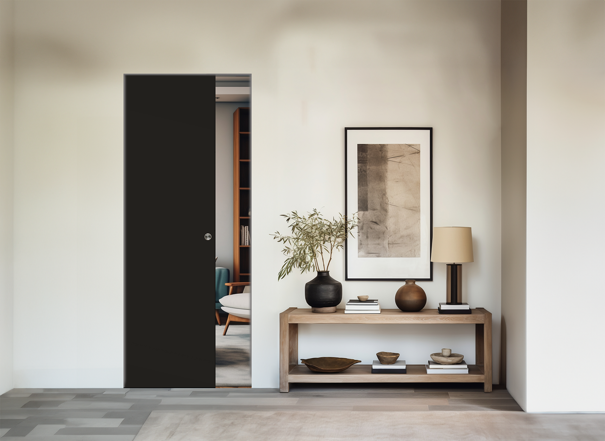 Porte coulissante bois Isoplane , H.204 x l.73 cm - 2