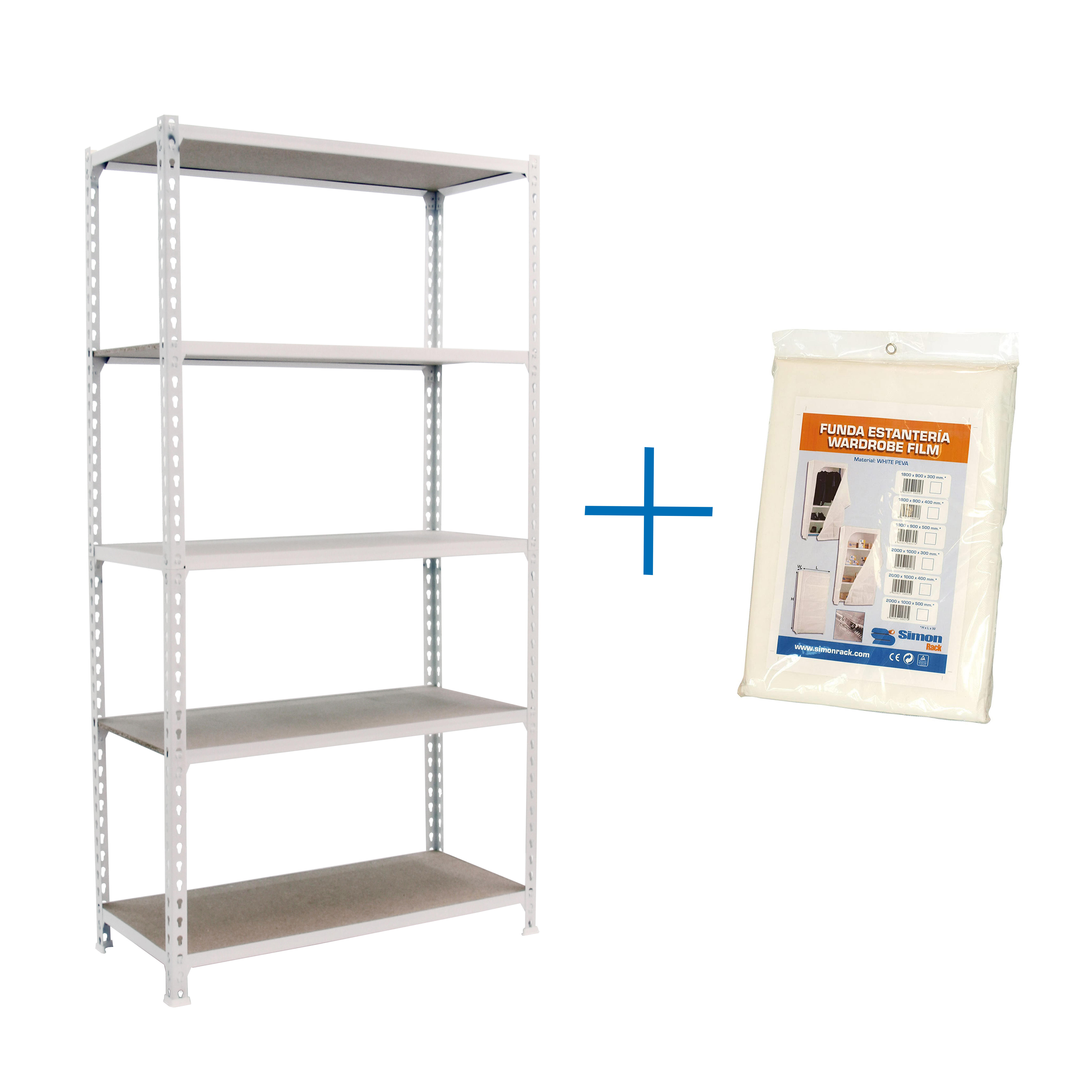 Estanteria sin tornillos maderclick blanca 5/50 + funda