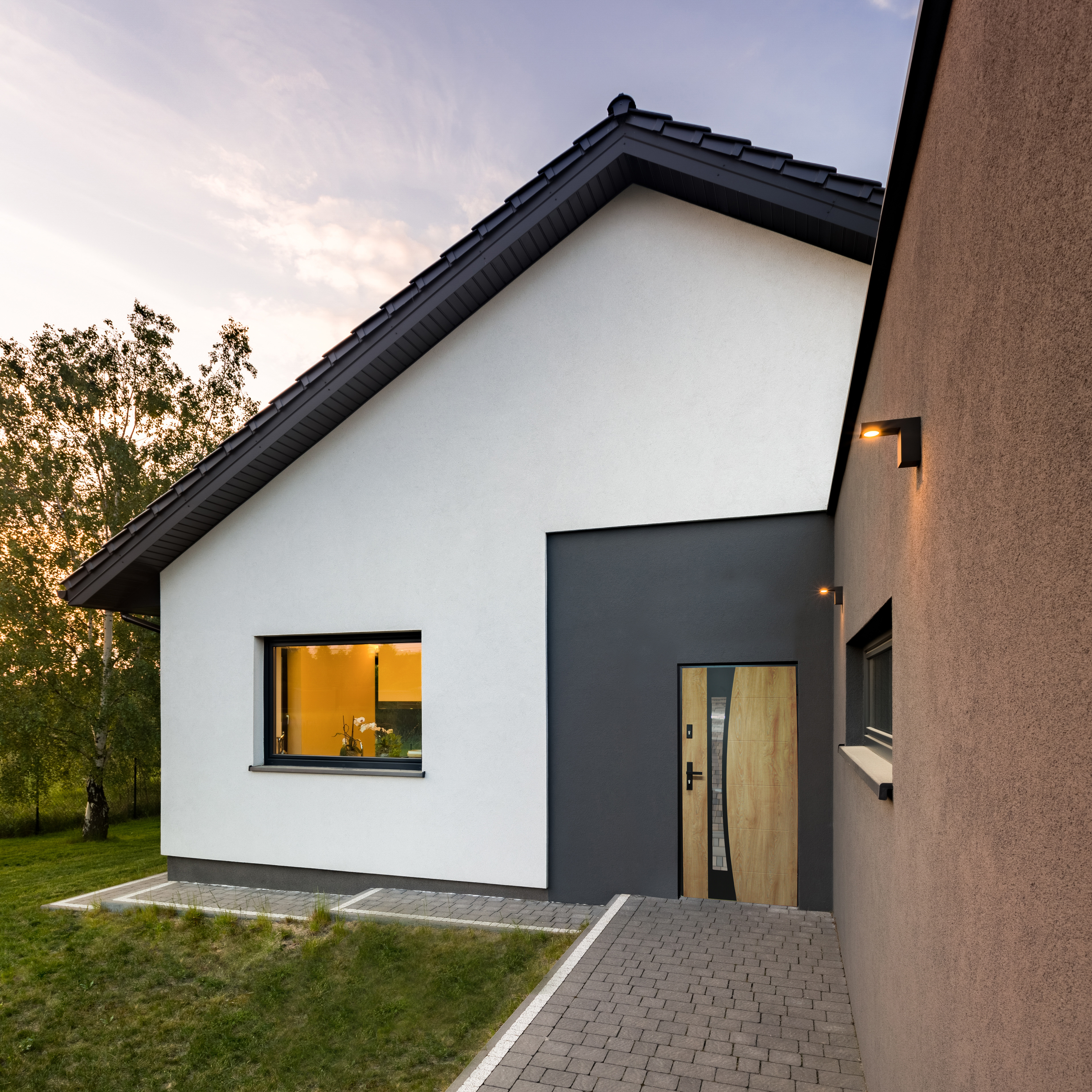 Drzwi zewnętrzne stalowe wejściowe Lyon Black Dąb Turner 90 prawe Pantor - 5