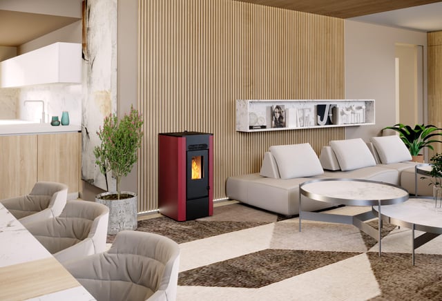 Stufa a pellet ventilata KARIN 8.1 kW bordeaux