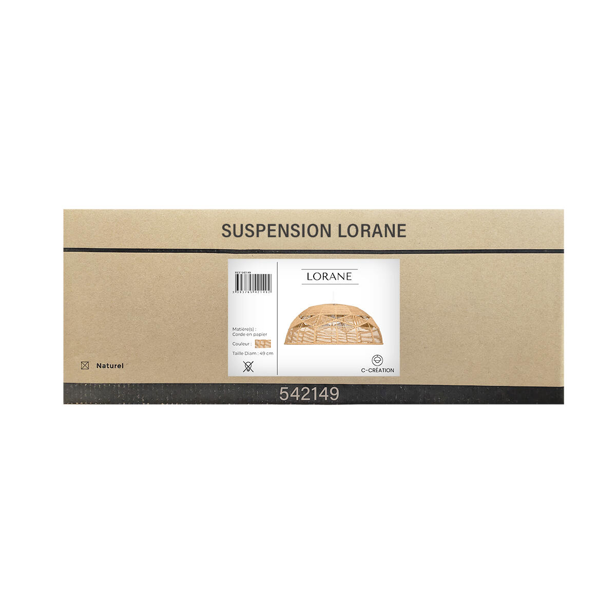 Suspension Lorane, beige, Diam.49 cm, E27 - 4